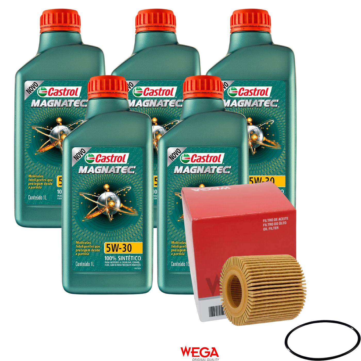 Kit Filtro e 5L Óleo Motor 5W30 Magnatec - Castrol / Wega - 3434565 / WOE-803 - (1)