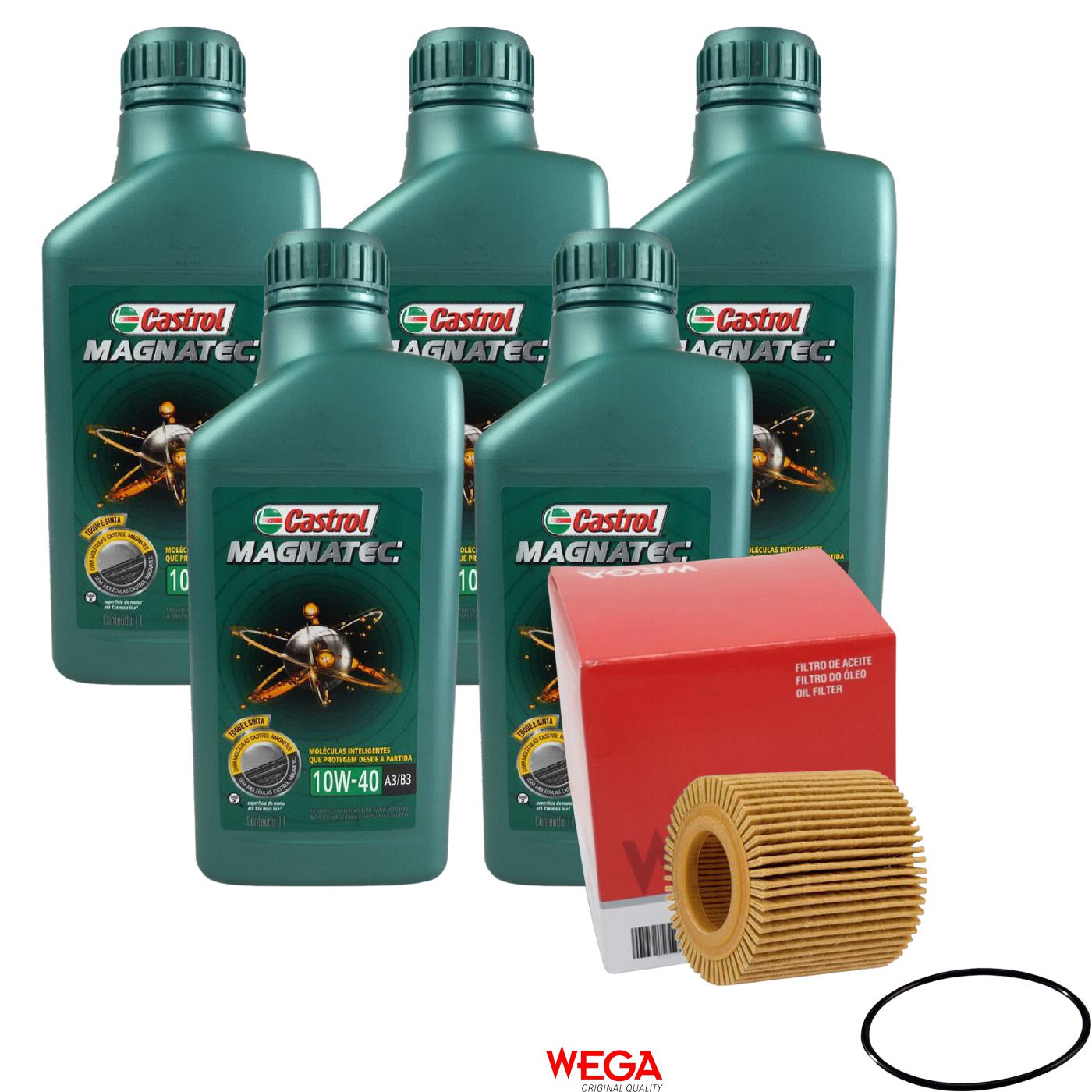 Kit Filtro e 5L Óleo Motor 10W40 Magnatec - Castrol / Wega - 3438392 / WOE-803 - (1)