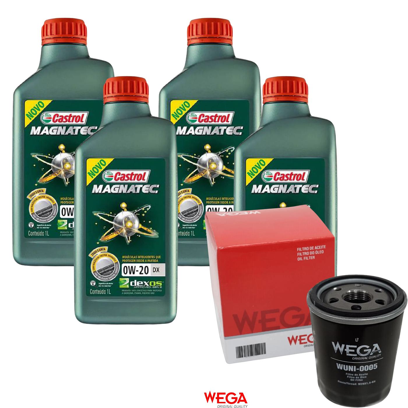 Kit Filtro e 4L Óleo Motor 0W20 Magnatec - Castrol / Wega - 3436147 / WUNI-0005 - (1)