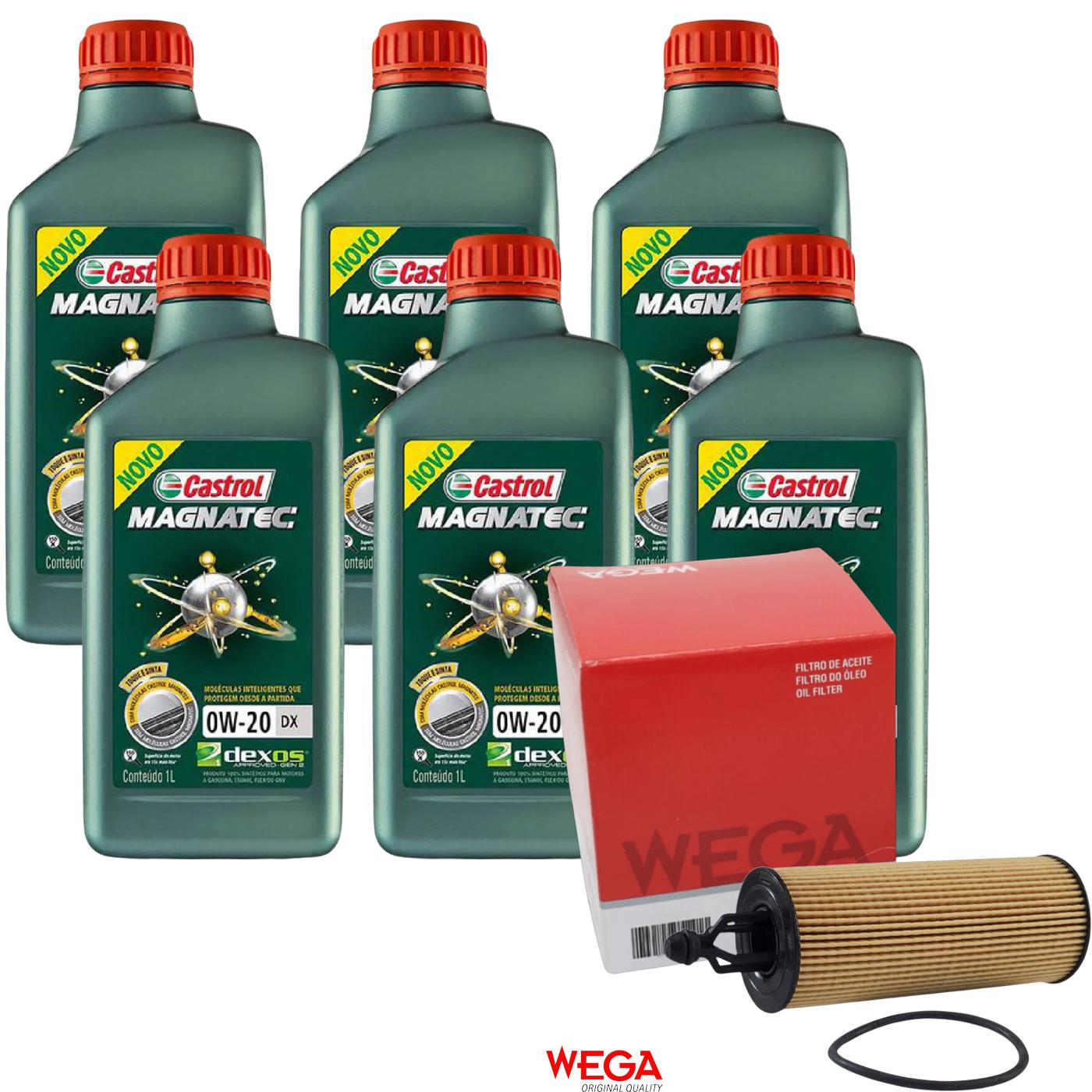 Kit Filtro e 6L Óleo Motor 0W20 Magnatec - Castrol / Wega - 3436147 / WOE-652 - (1)