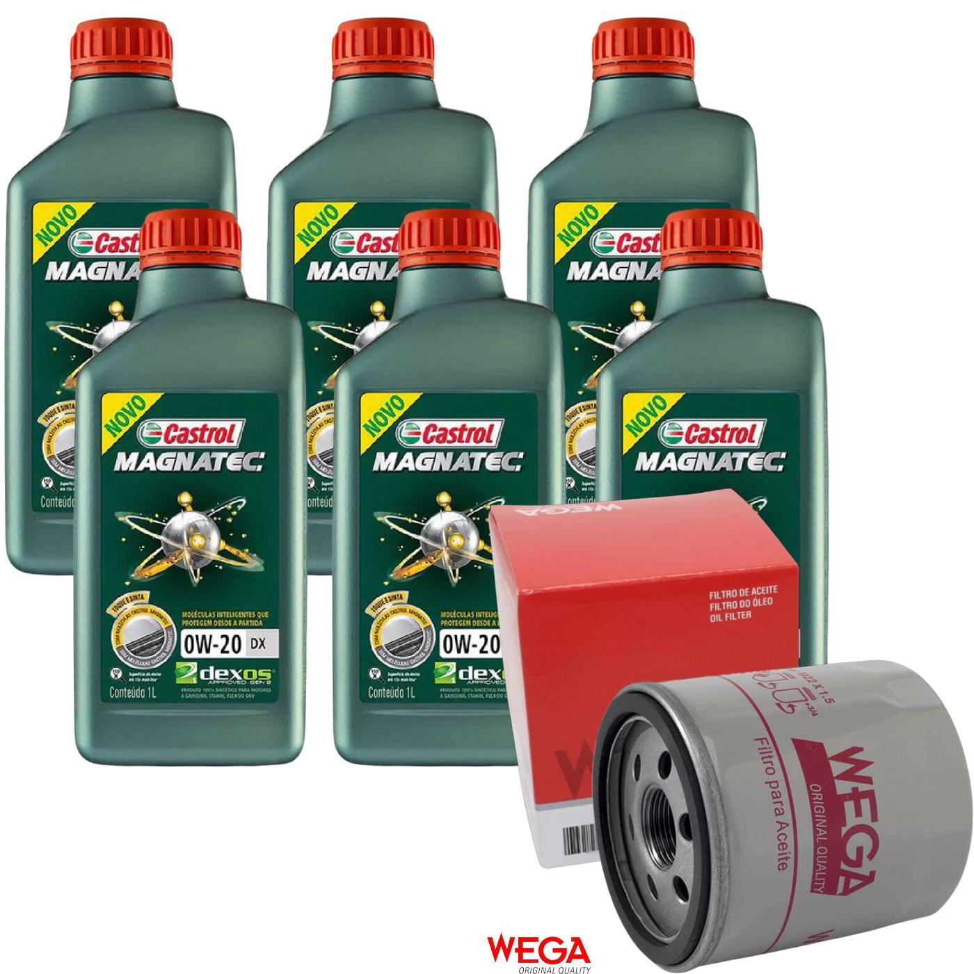 Kit Filtro e 6L Óleo Motor 0W20 Magnatec - Castrol / Wega - 3436147 / WO-133 - (1)