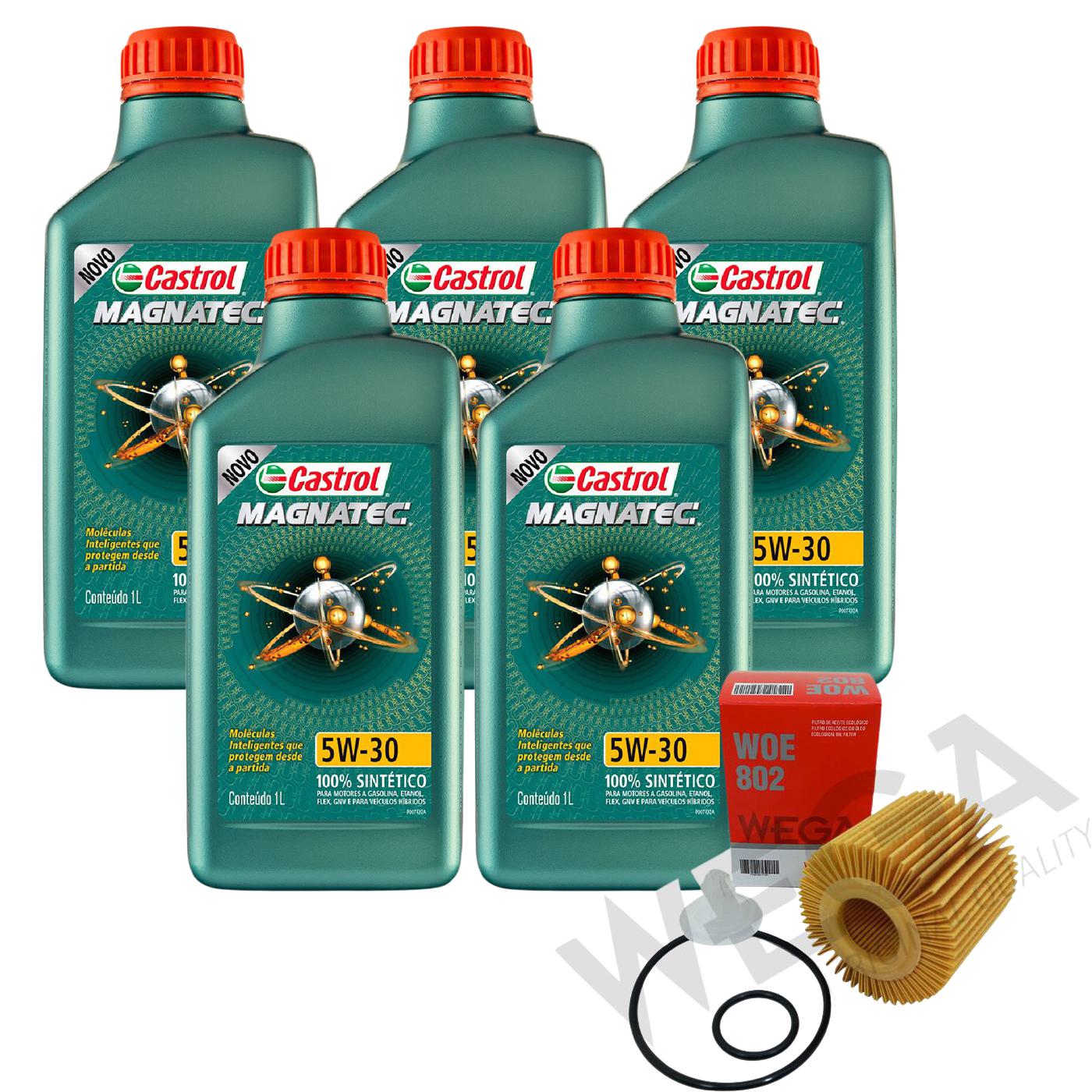 Kit Filtro e 5L Óleo Motor 5W30 Magnatec - Castrol / Wega - 3434565 / WOE-802 - (1)