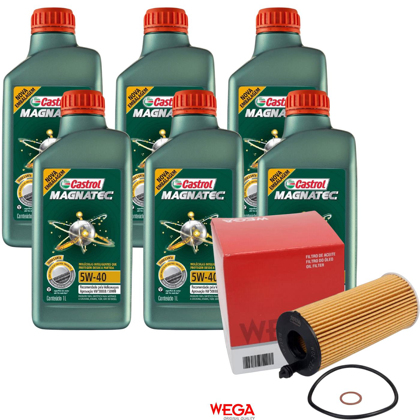 Kit Filtro e 6L Óleo Motor 5W40 Magnatec - Castrol / Wega - 3438139 / WOE-237 - (1)