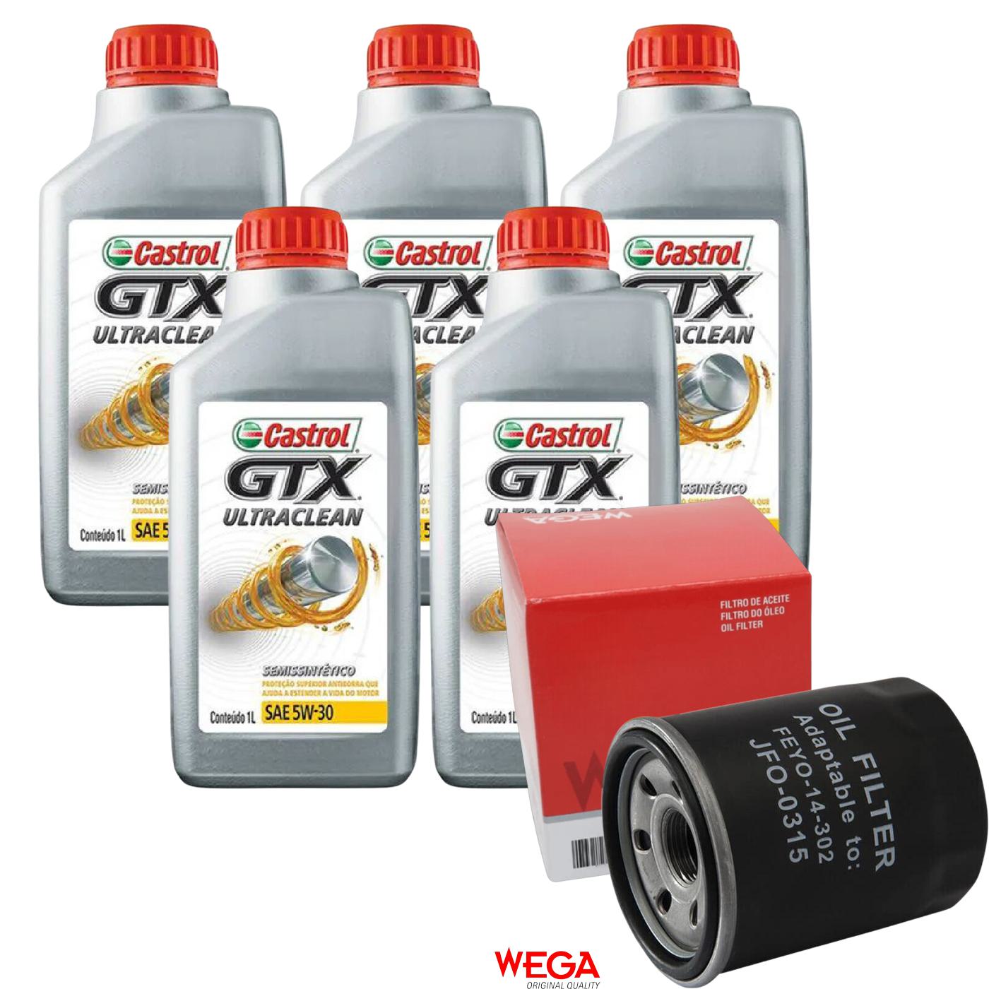 Kit Filtro e 5L Óleo Motor 5W30 GTX - Castrol / Wega - 3435995 / JFO-0315 - (1)