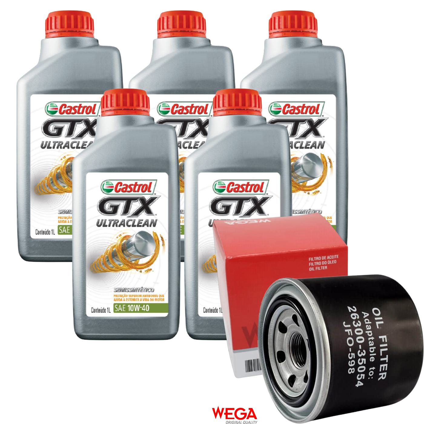 Kit Filtro e 5L Óleo Motor 10W40 GTX - Castrol / Wega - 3436727 / JFO-0598 - (1)