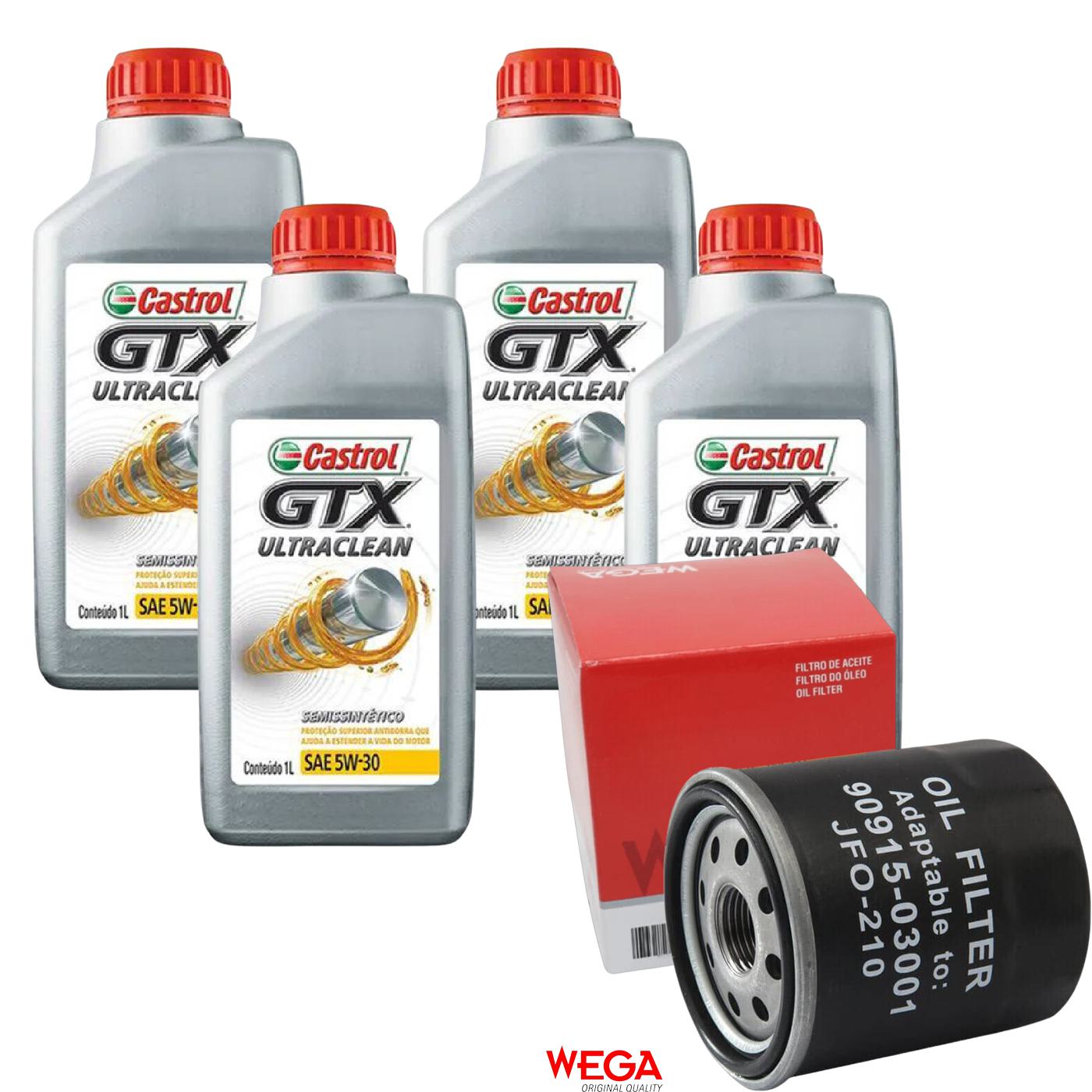 Kit Filtro e 4L Óleo Motor 5W30 GTX - Castrol / Wega - 3435995 / JFO-0210 - (1)