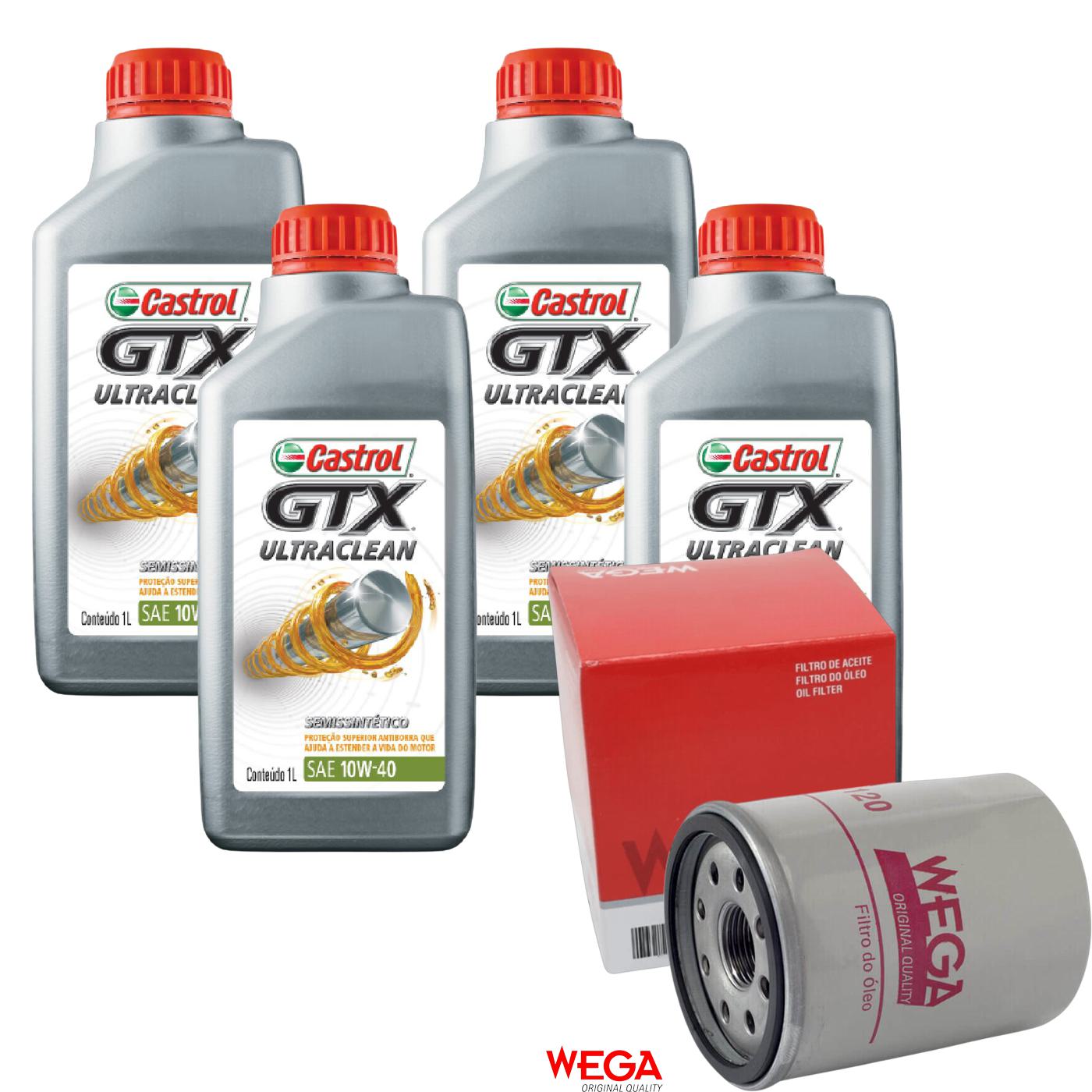 Kit Filtro e 4L Óleo Motor 10W40 GTX - Castrol / Wega - 3436727 / WO-120 - (1)