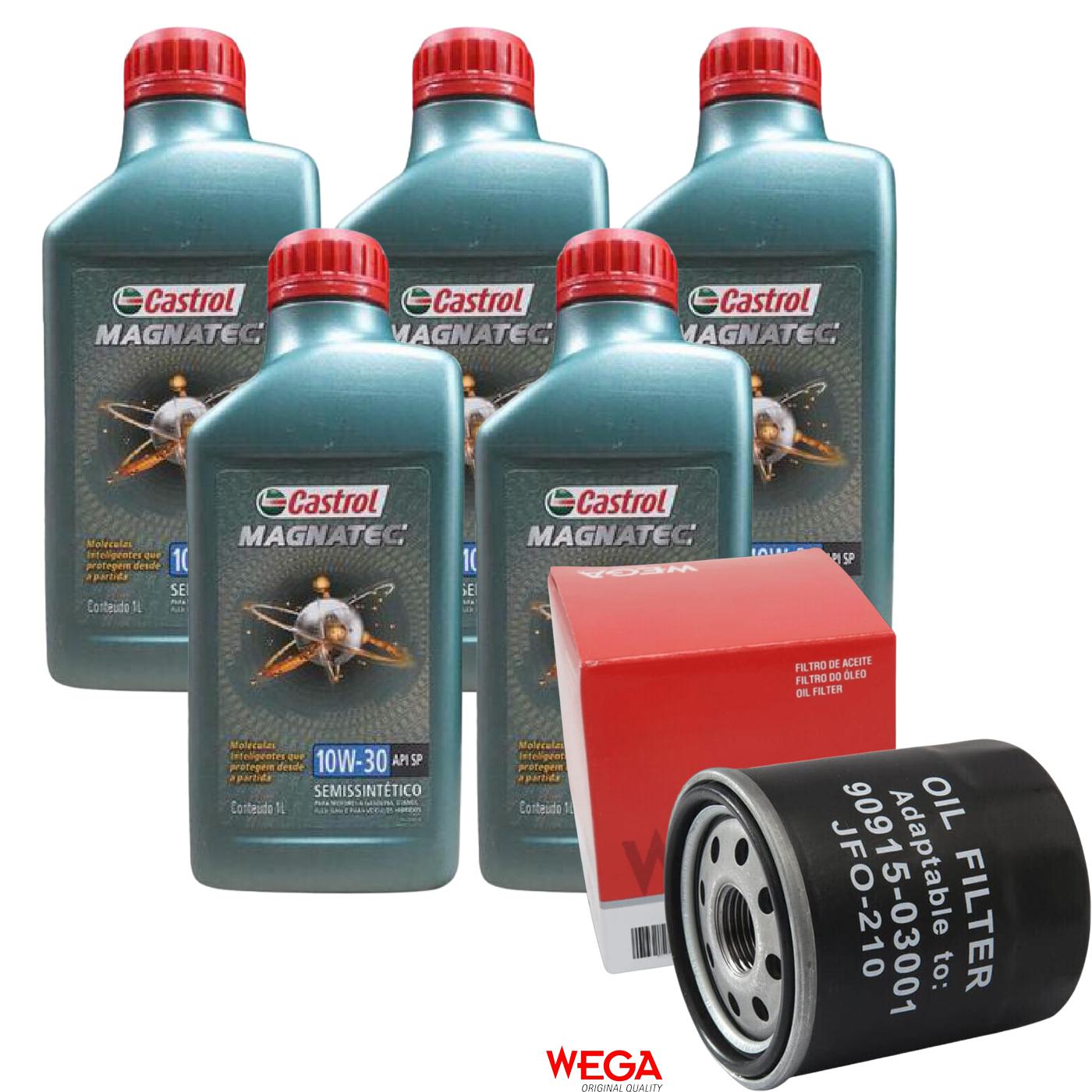 Kit Filtro e 5L Óleo Motor 10W30 Magnatec - Castrol / Wega - 3436554 / JFO-0210 - (1)