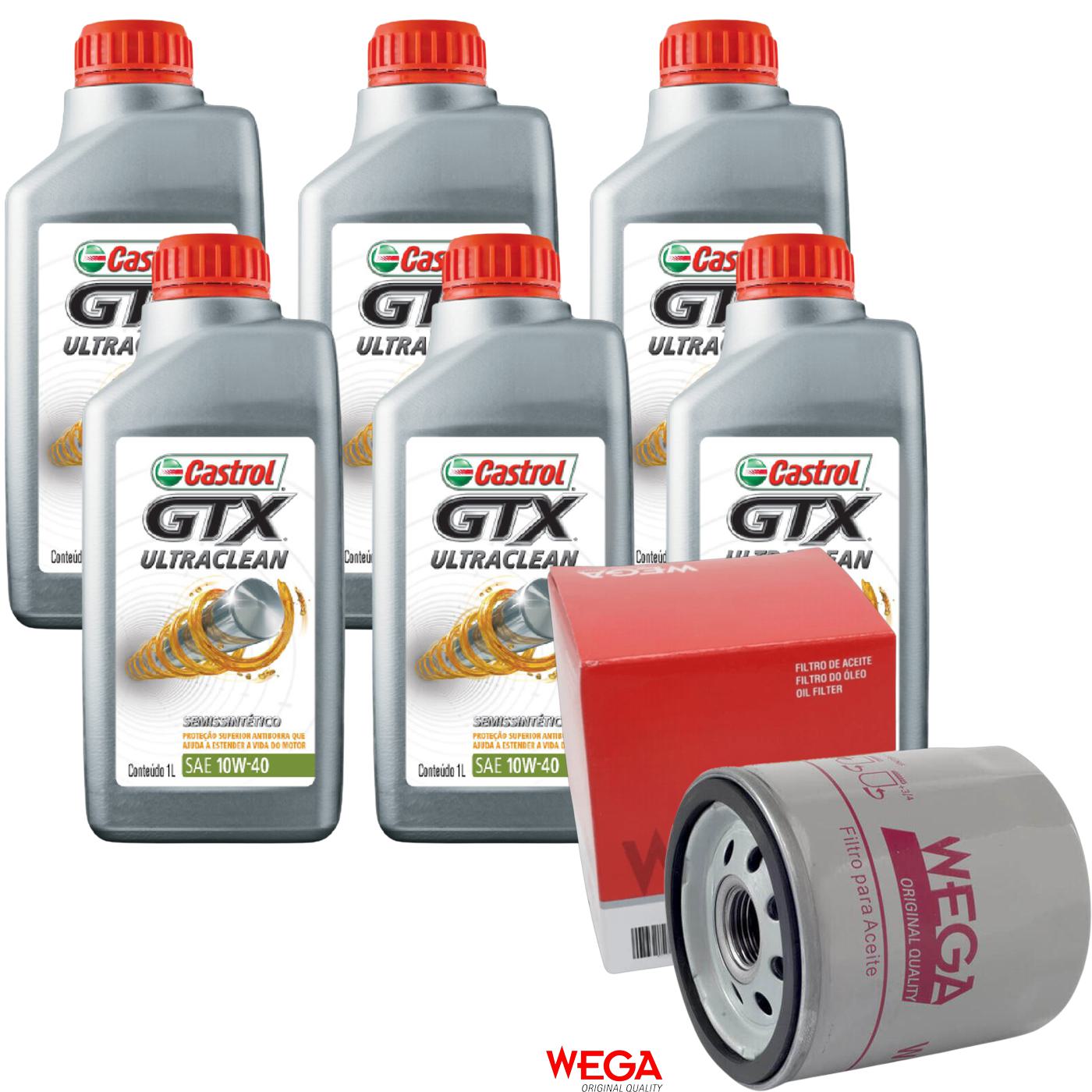 Kit Filtro e 6L Óleo Motor 10W40 GTX - Castrol / Wega - 3436727 / WO-153 - (1)