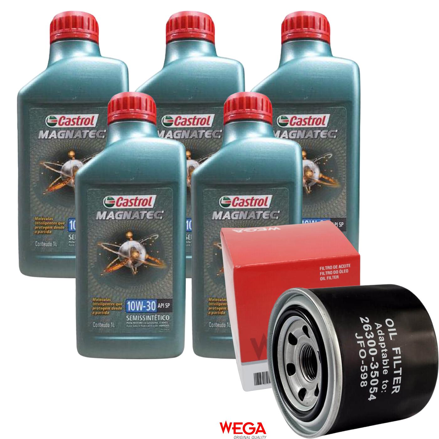 Kit Filtro e 5L Óleo Motor 10W30 Magnatec - Castrol / Wega - 3436554 / JFO-0598 - (1)