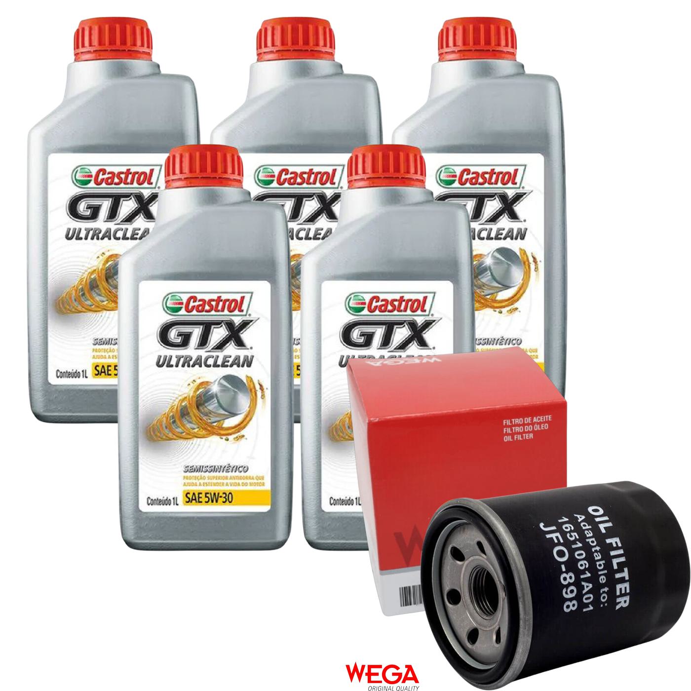 Kit Filtro e 5L Óleo Motor 5W30 GTX - Castrol / Wega - 3435995 / JFO-0898 - (1)