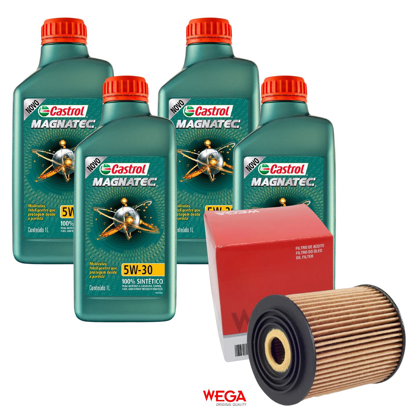 Kit Filtro e 4L Óleo Motor 5W30 Magnatec - Castrol / Wega - 3434565 / WOE-912 - (1)