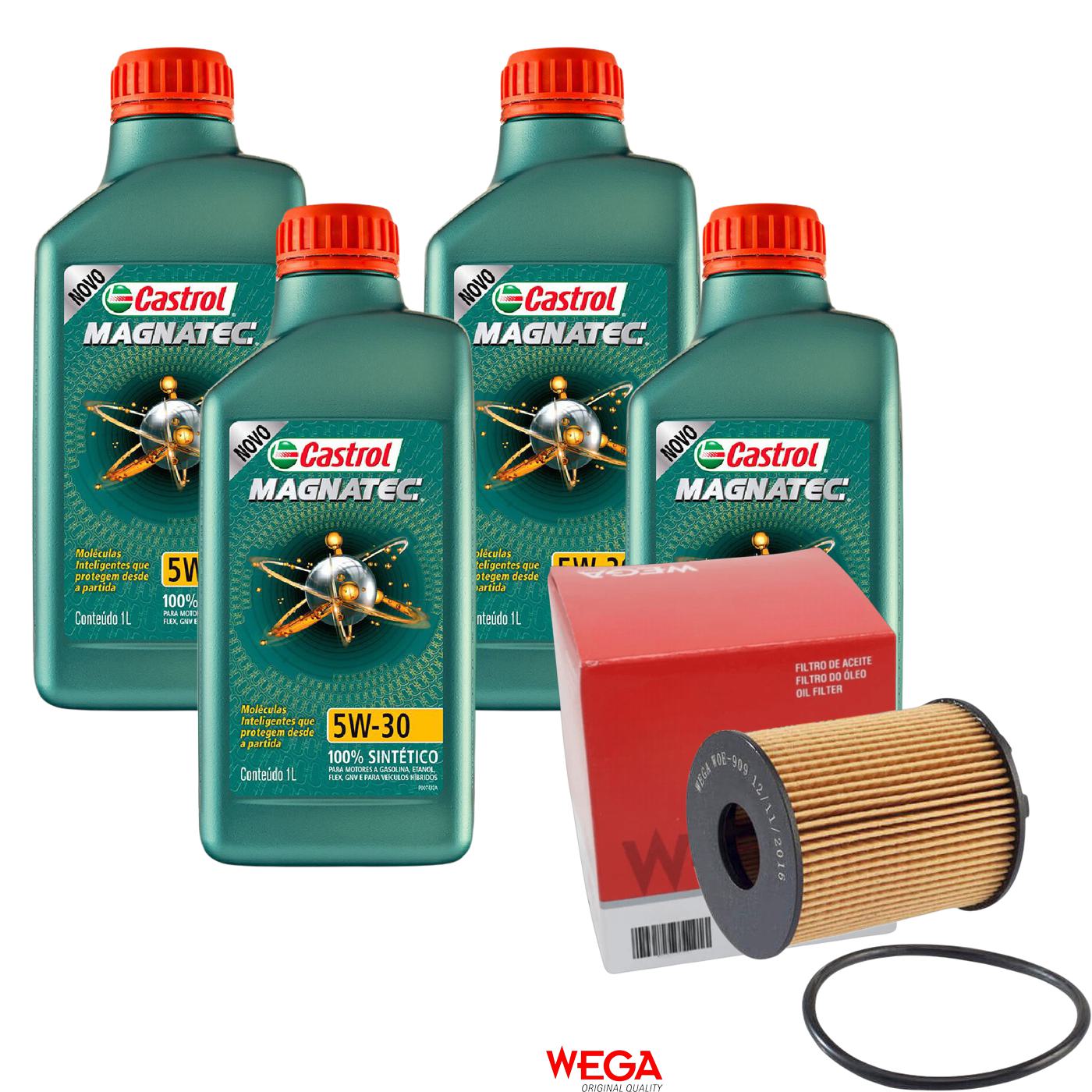 Kit Filtro e 4L Óleo Motor 5W30 Magnatec - Castrol / Wega - 3434565 / WOE-909 - (1)