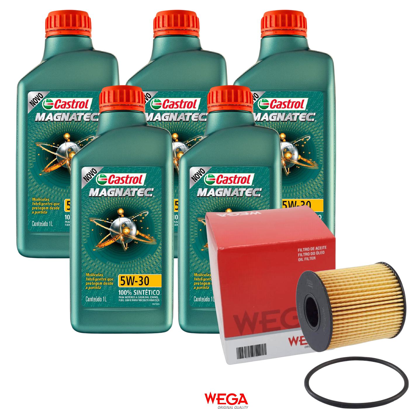 Kit Filtro e 5L Óleo Motor 5W30 Magnatec - Castrol / Wega - 3434565 / WOE-710 - (1)