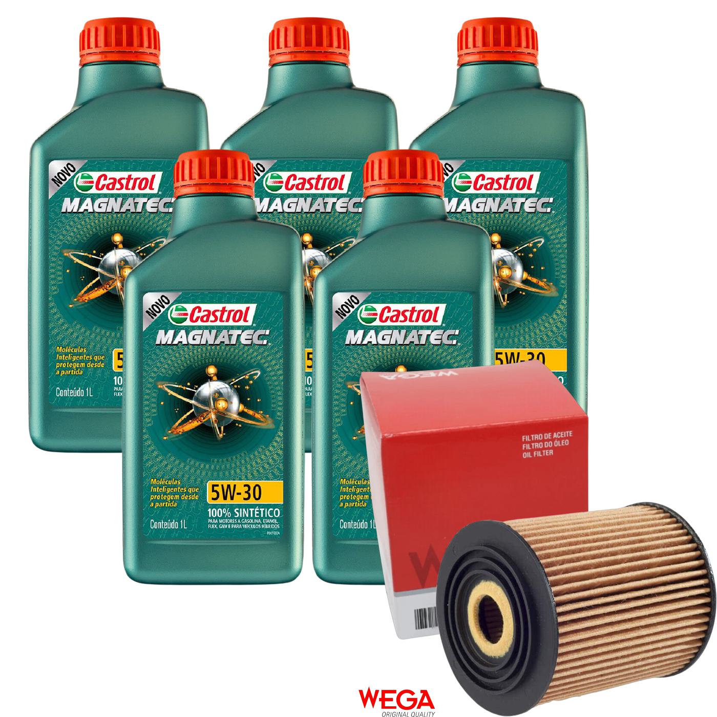 Kit Filtro e 5L Óleo Motor 5W30 Magnatec - Castrol / Wega - 3434565 / WOE-912 - (1)