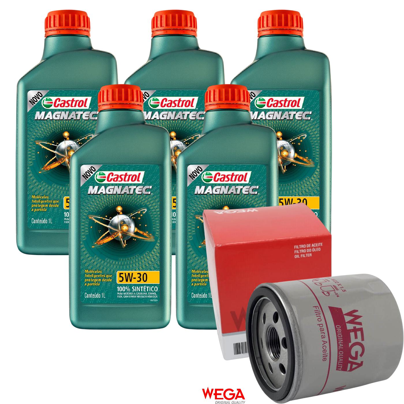 Kit Filtro e 5L Óleo Motor 5W30 Magnatec - Castrol / Wega - 3434565 / WO-133 - (1)