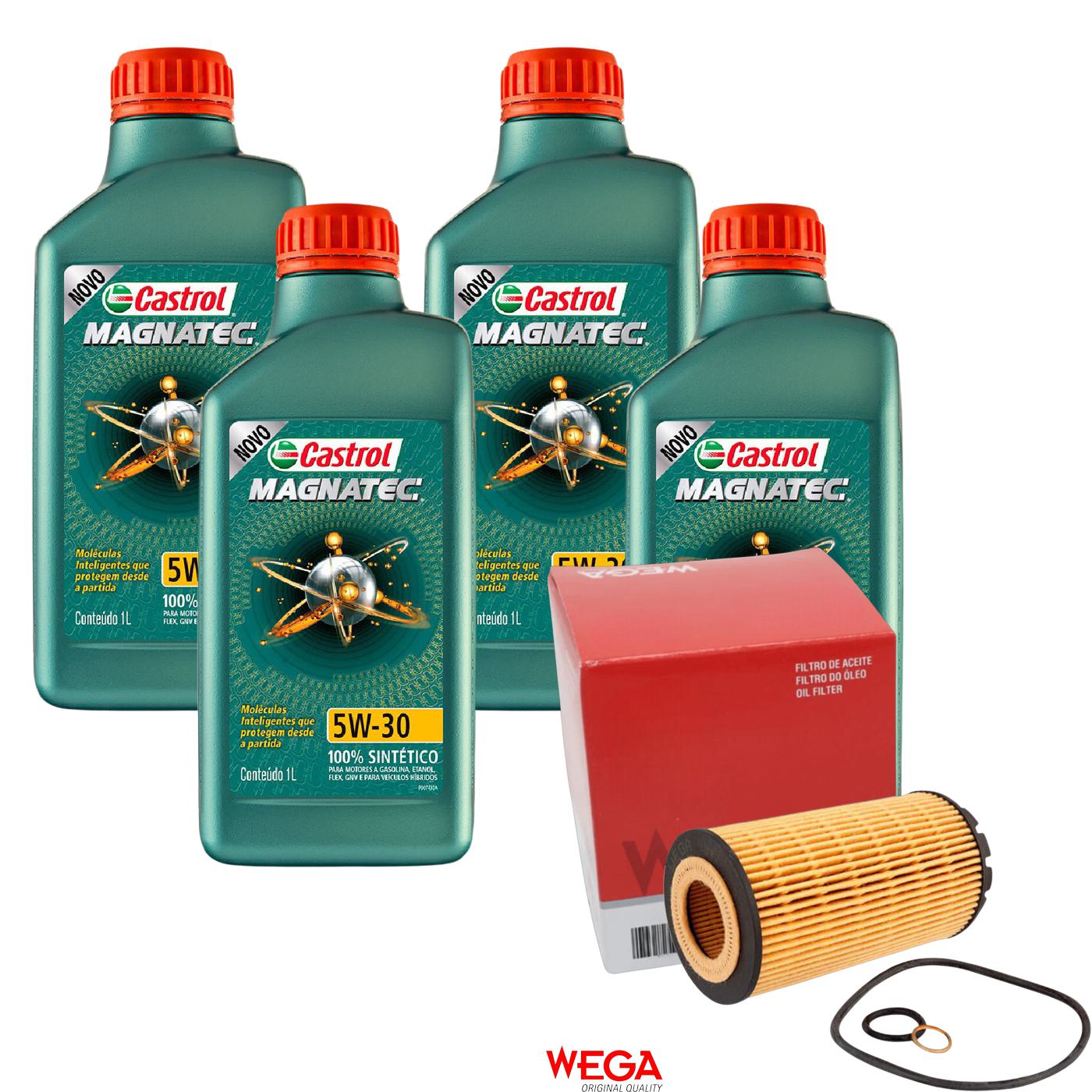 Kit Filtro e 4L Óleo Motor 5W30 Magnatec - Castrol / Wega - 3434565 / WOE-900 - (1)