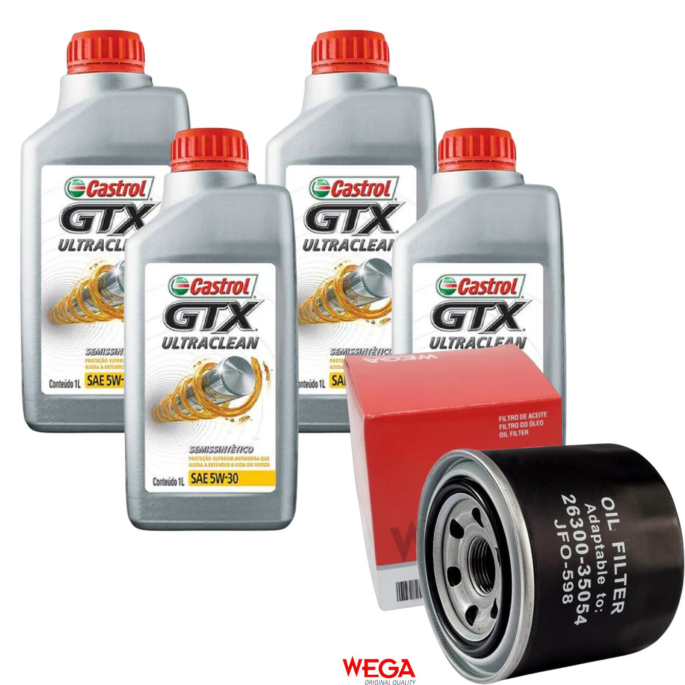 Kit Filtro e 4L Óleo Motor 5W30 GTX - Castrol / Wega - 3435995 / JFO-0598 - (1)