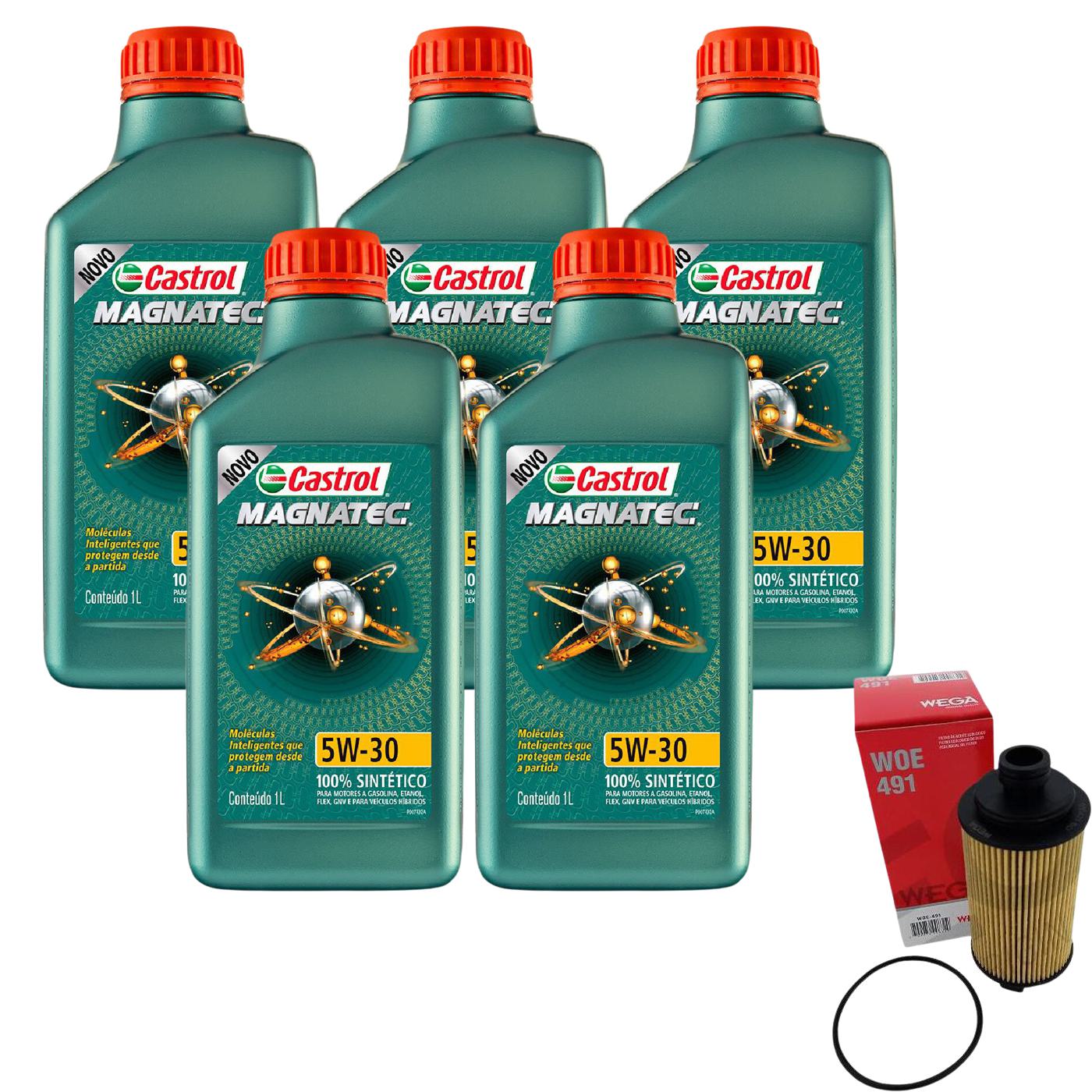 Kit Filtro e 5L Óleo Motor 5W30 Magnatec - Castrol / Wega - 3434565 / WOE-491 - (1)