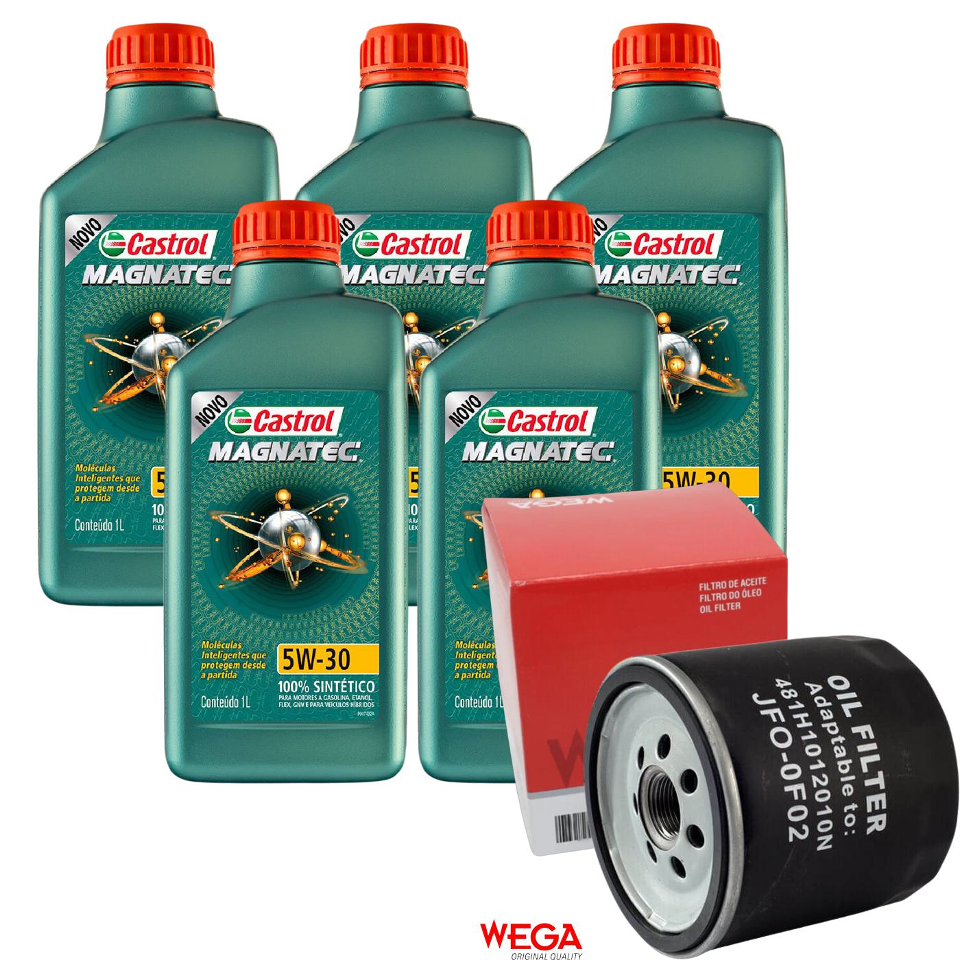 Kit Filtro e 5L Óleo Motor 5W30 Magnatec - Castrol / Wega - 3434565 / JFO-0F02 - (1)