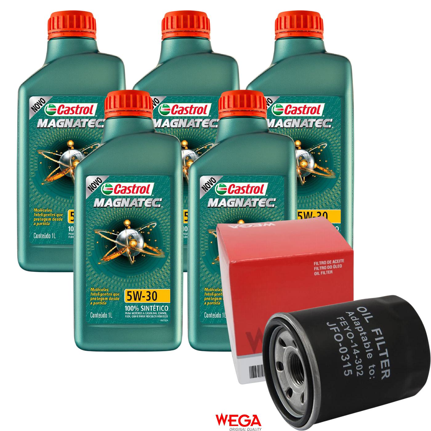 Kit Filtro e 5L Óleo Motor 5W30 Magnatec - Castrol / Wega - 3434565 / JFO-0315 - (1)