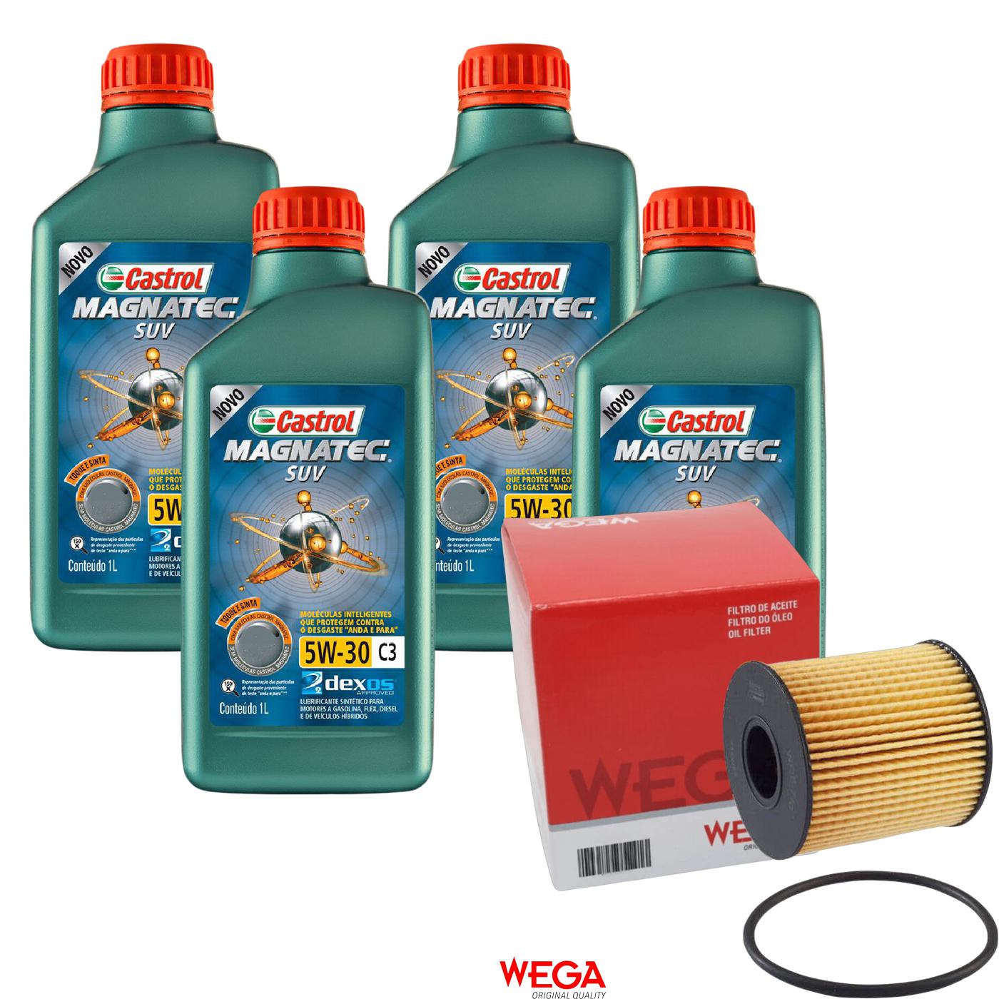 Kit Filtro e 4L Óleo Motor 5W30 Magnatec - Castrol / Wega - 3430831 / WOE-710 - (1)