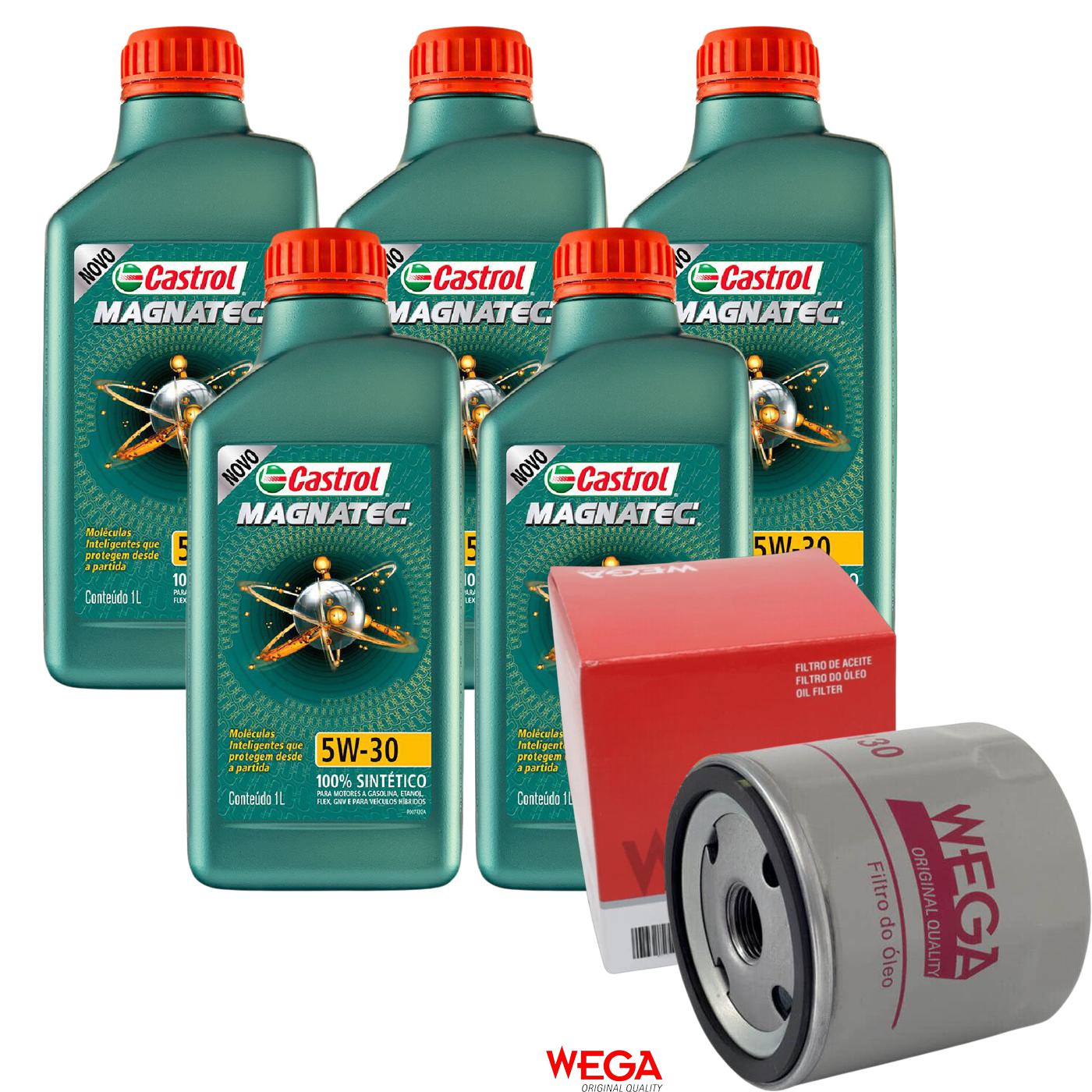 Kit Filtro e 5L Óleo Motor 5W30 Magnatec - Castrol / Wega - 3434565 / WO-130 - (1)