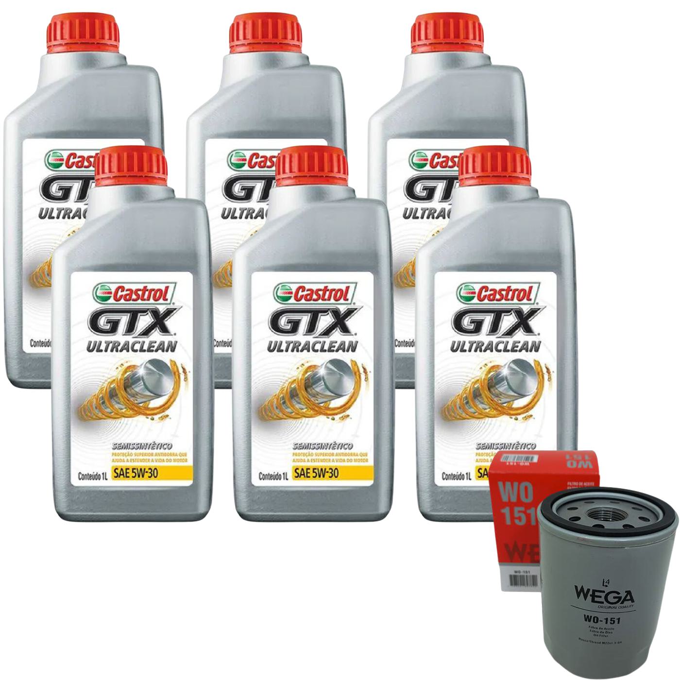 Kit Filtro e 6L Óleo Motor 5W30 GTX - Castrol / Wega - 3435995 / WO-151 - (1)
