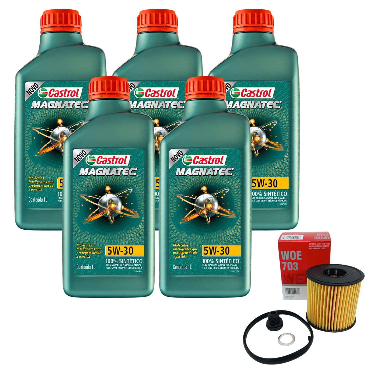 Kit Filtro e 5L Óleo Motor 5W30 Magnatec - Castrol / Wega - 3434565 / WOE-703 - (1)
