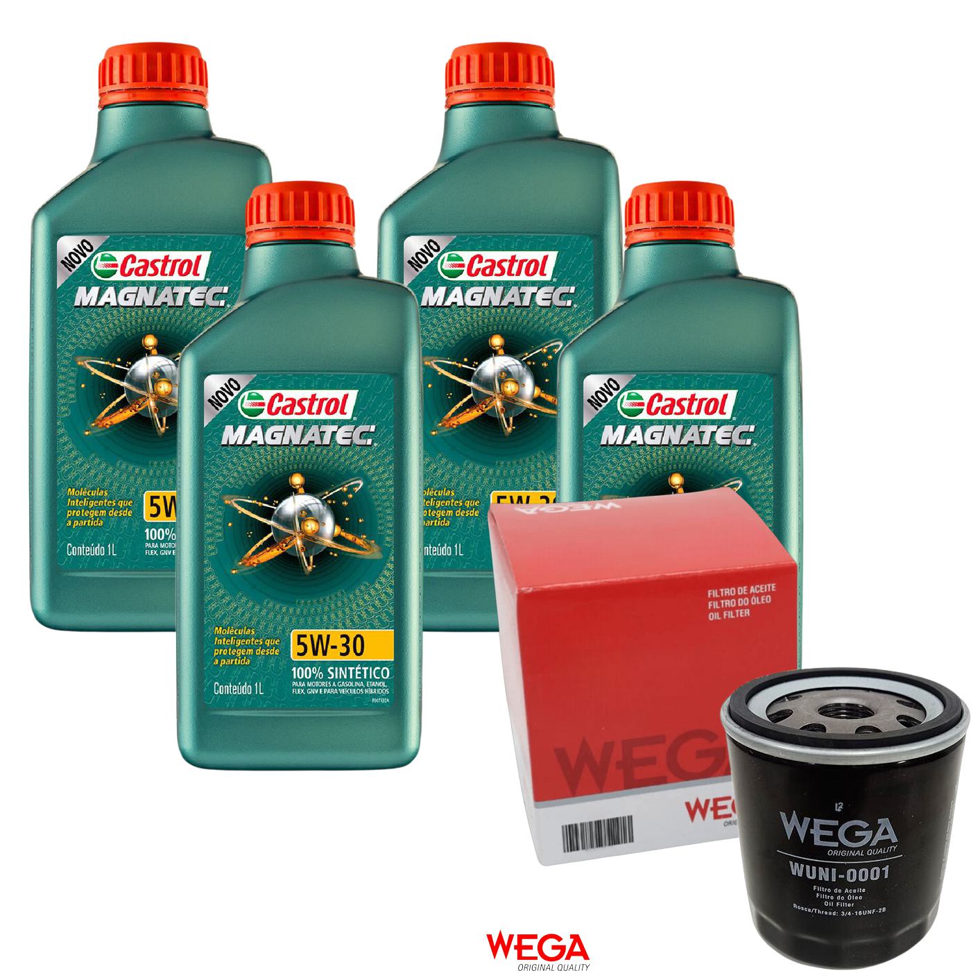 Kit Filtro e 4L Óleo Motor 5W30 Magnatec - Castrol / Wega - 3434565 / WUNI-0001 - (1)