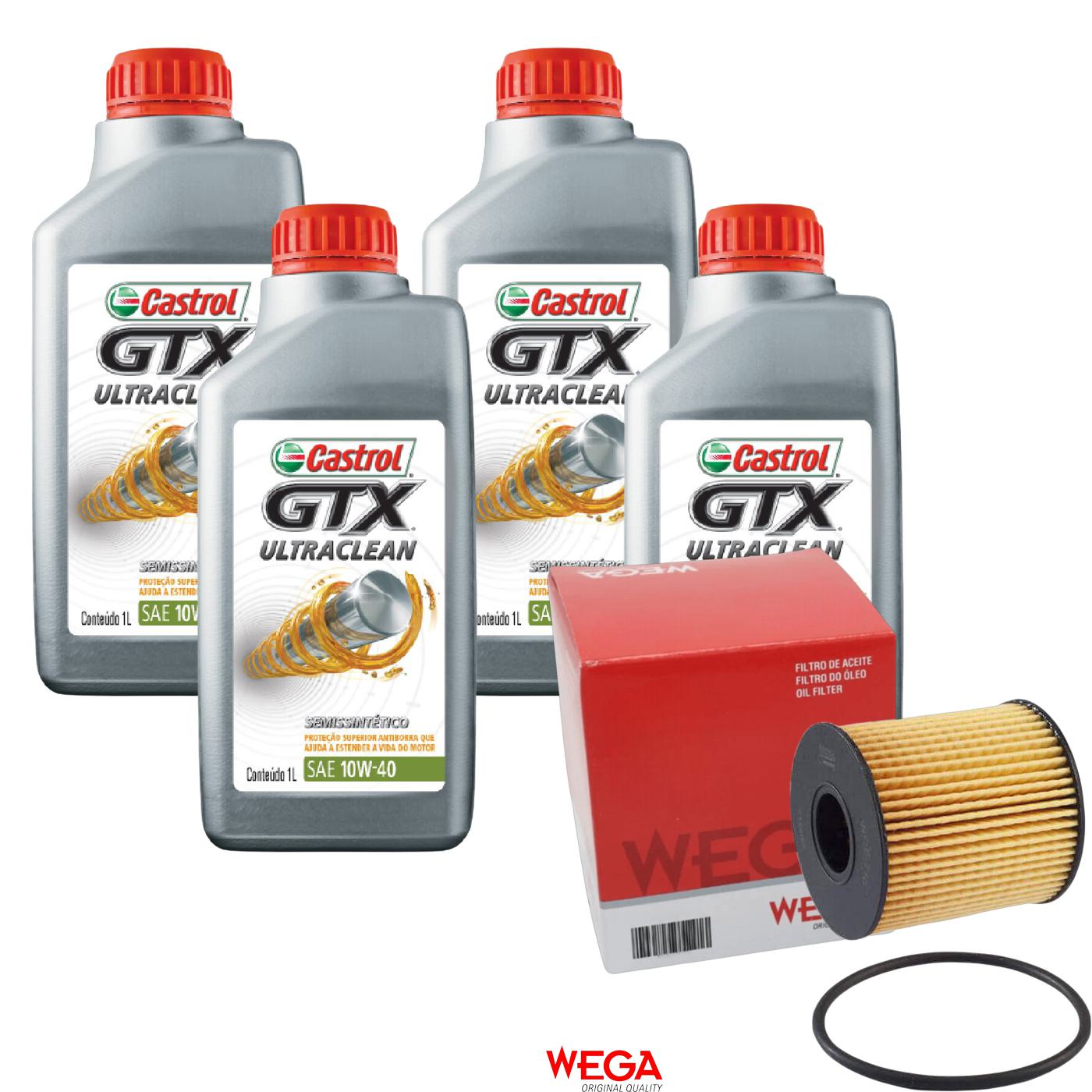 Kit Filtro e 4L Óleo Motor 10W40 GTX - Castrol / Wega - 3436727 / WOE-710 - (1)