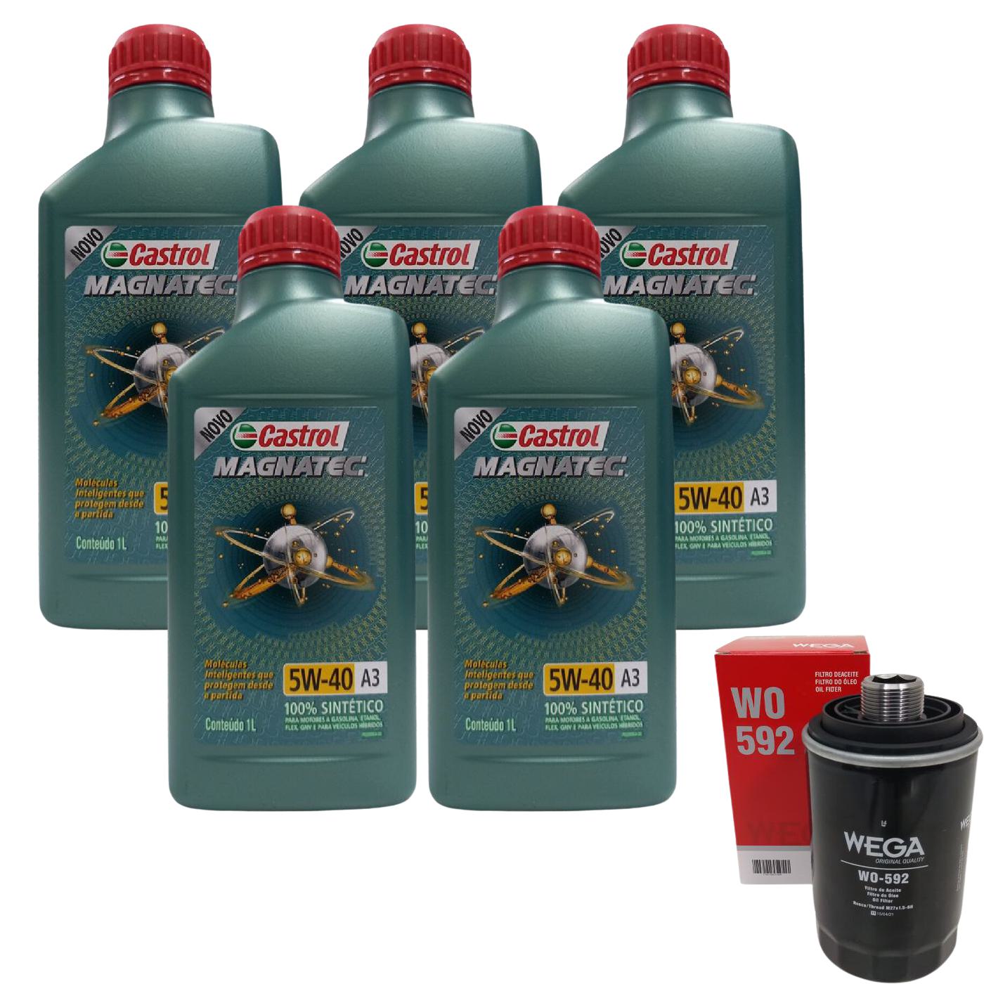 Kit Filtro e 5L Óleo Motor 5W40 Magnatec - Castrol / Wega - 3436621 / WO-592 - (1)