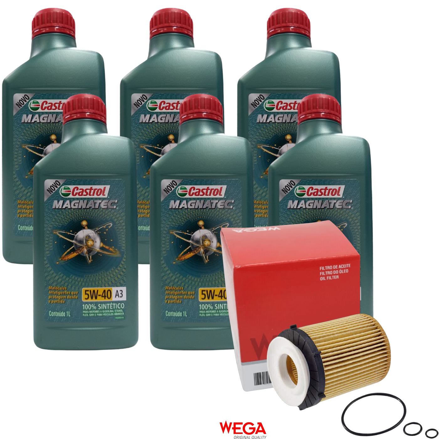 Kit Filtro e 6L Óleo Motor 5W40 Magnatec - Castrol / Wega - 3436621 / WOE-458 - (1)
