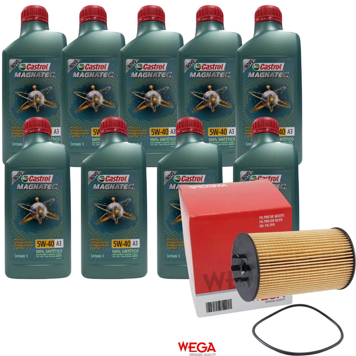 Kit Filtro e 9L Óleo Motor 5W40 Magnatec - Castrol / Wega - 3436621 / WOE-453 - (1)