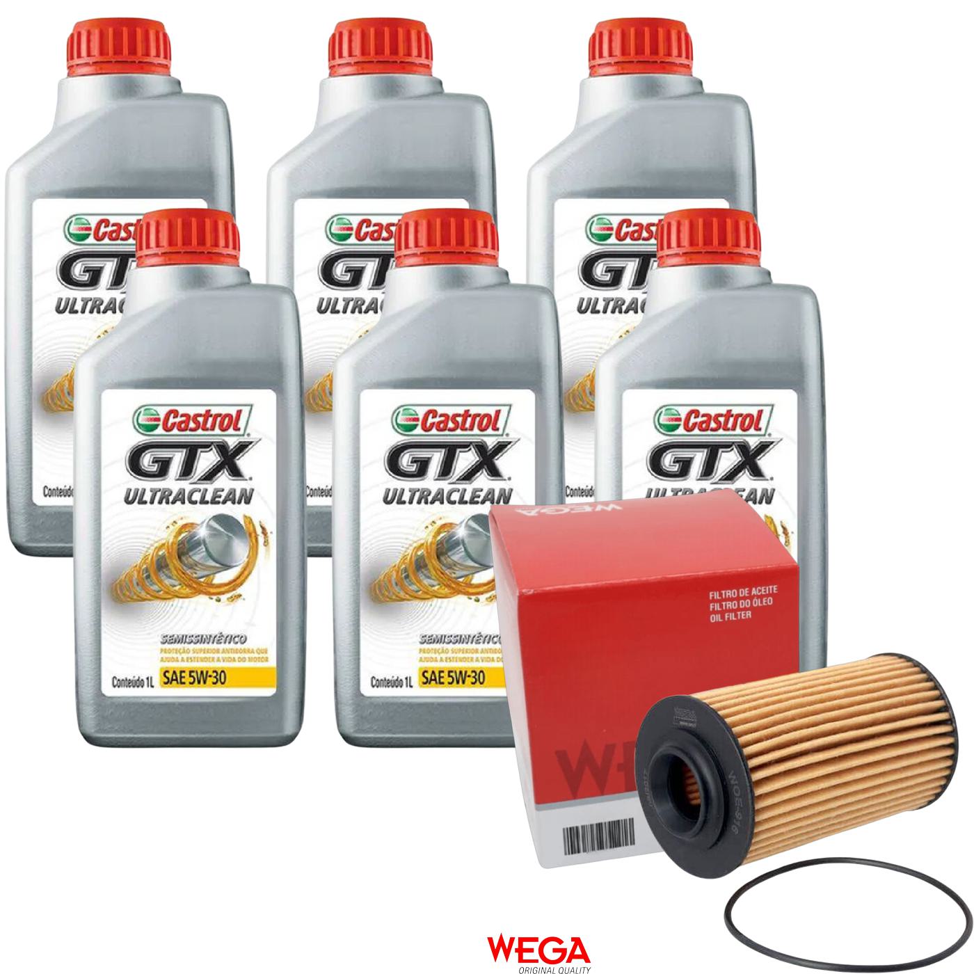 Kit Filtro e 6L Óleo Motor 5W30 GTX - Castrol / Wega - 3435995 / WOE-916 - (1)