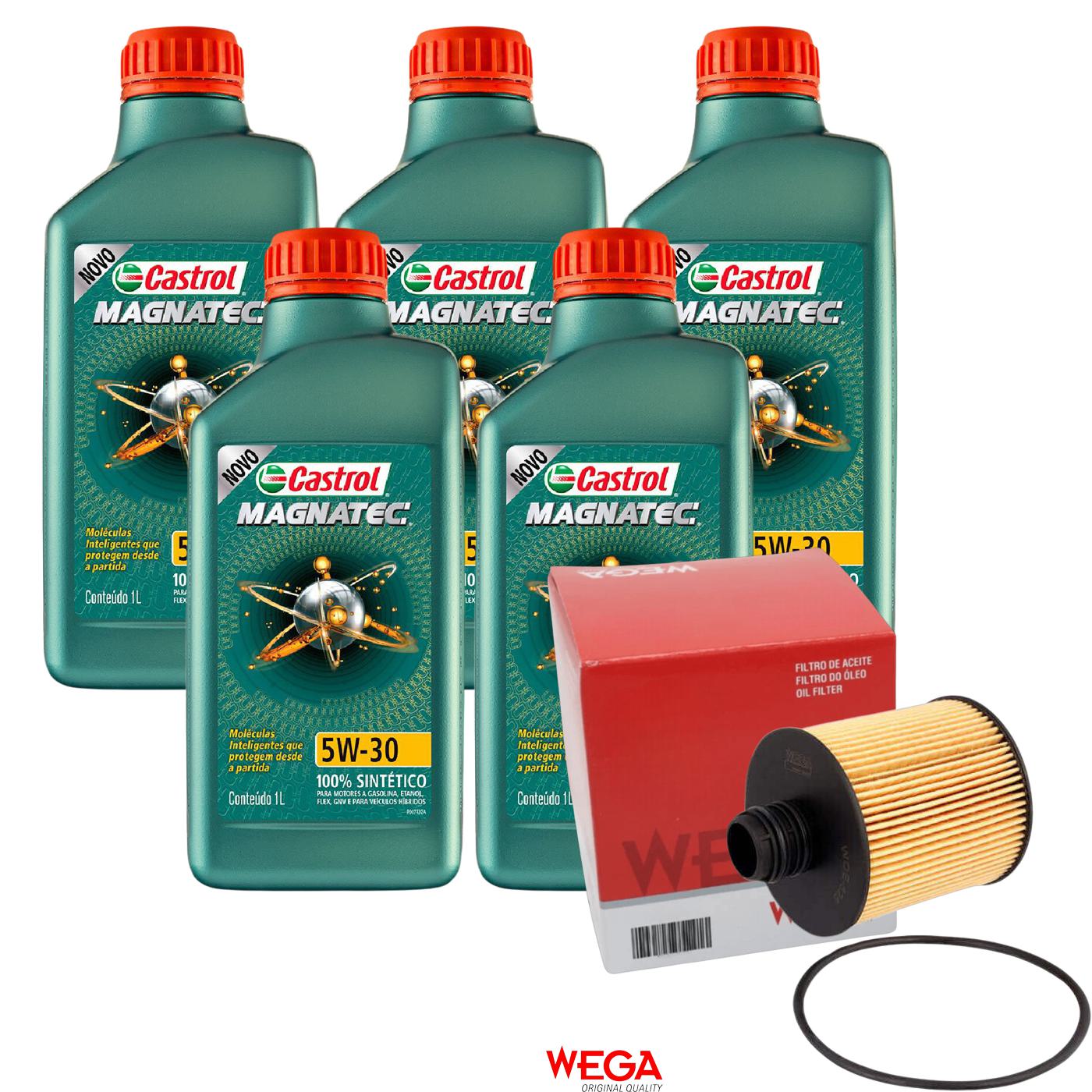 Kit Filtro e 5L Óleo Motor 5W30 Magnatec - Castrol / Wega - 3434565 / WOE-626 - (1)