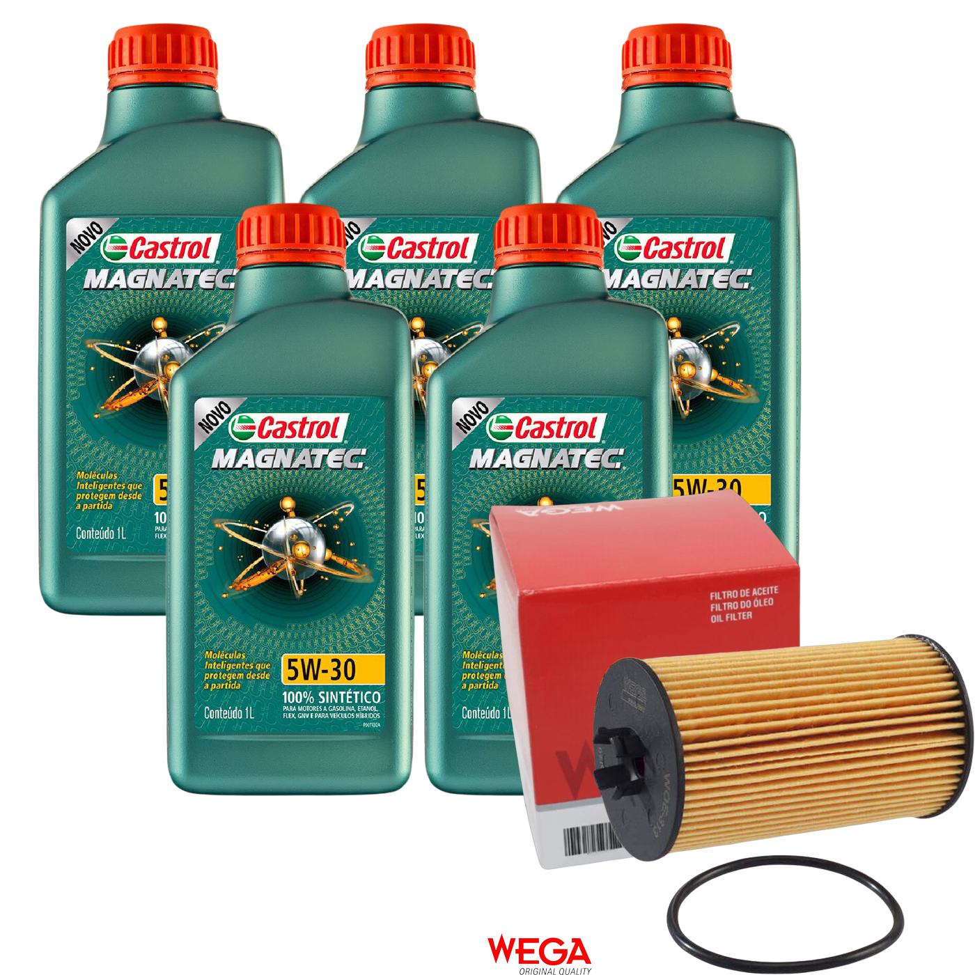 Kit Filtro e 5L Óleo Motor 5W30 Magnatec - Castrol / Wega - 3434565 / WOE-313 - (1)