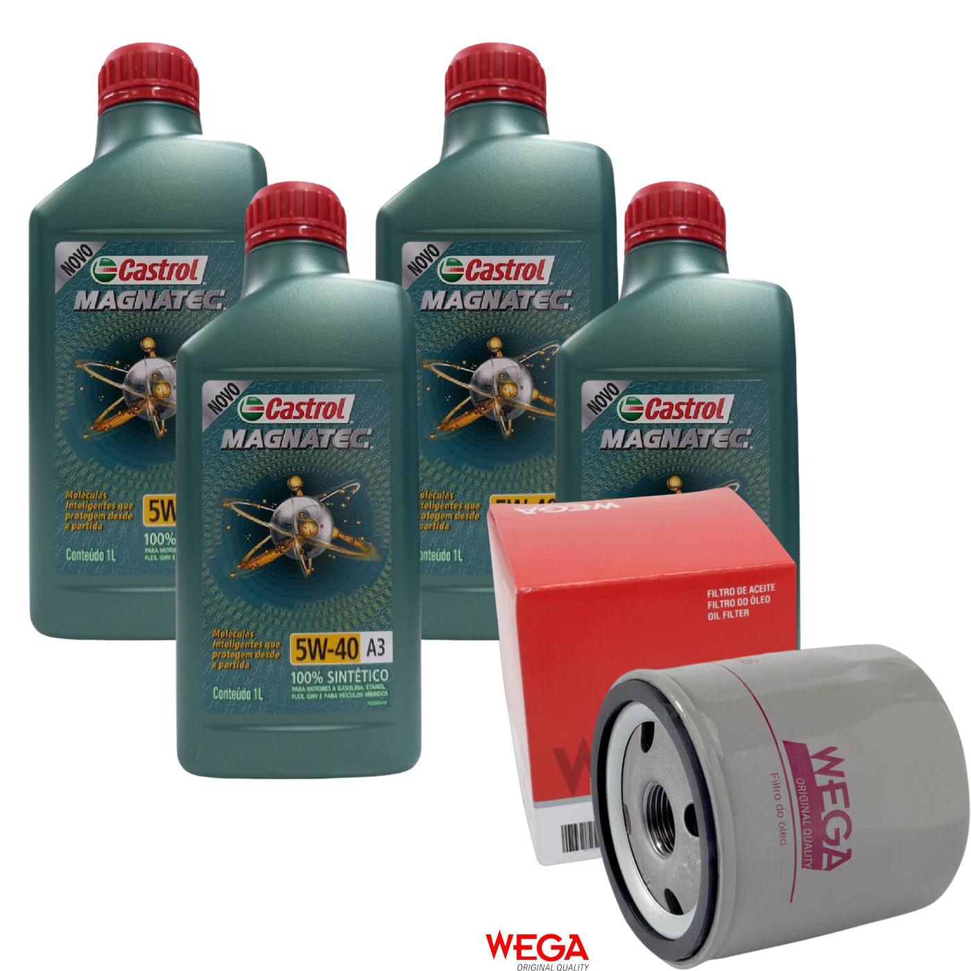 Kit Filtro e 4L Óleo Motor 5W40 Magnatec - Castrol / Wega - 3436621 / WO-346 - (1)