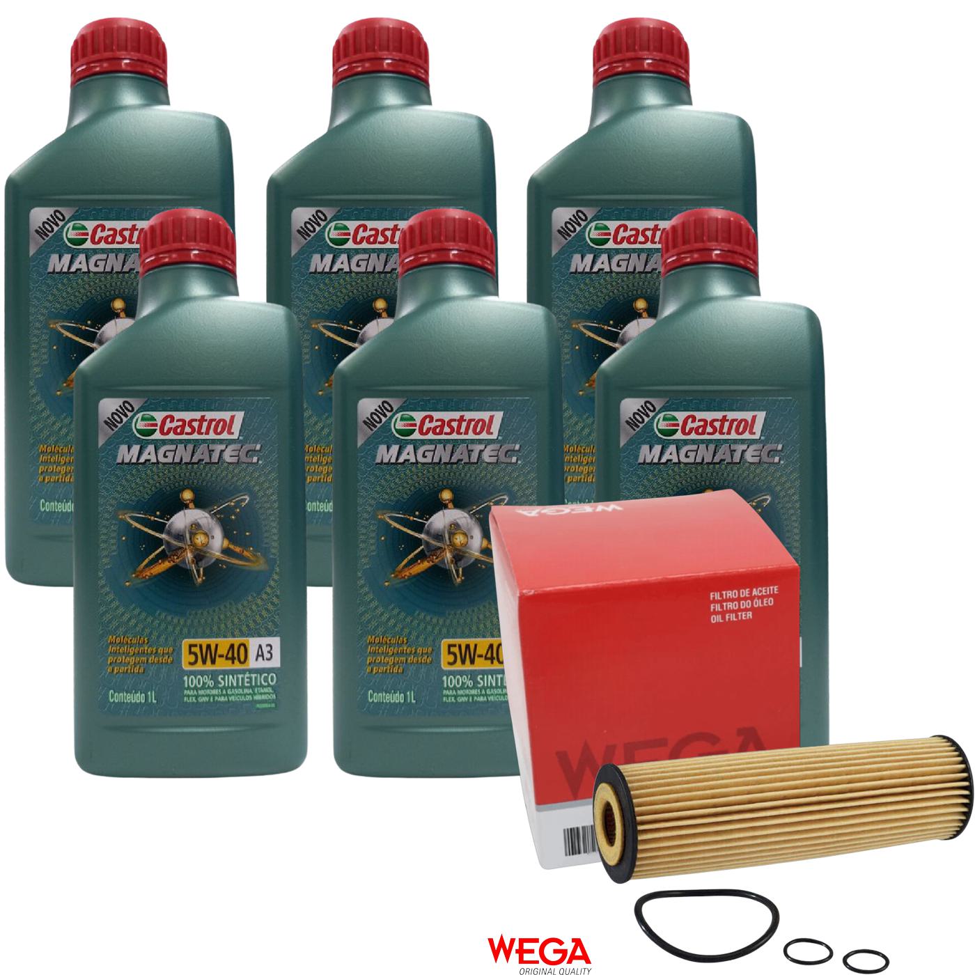 Kit Filtro e 6L Óleo Motor 5W40 Magnatec - Castrol / Wega - 3436621 / WOE-452 - (1)