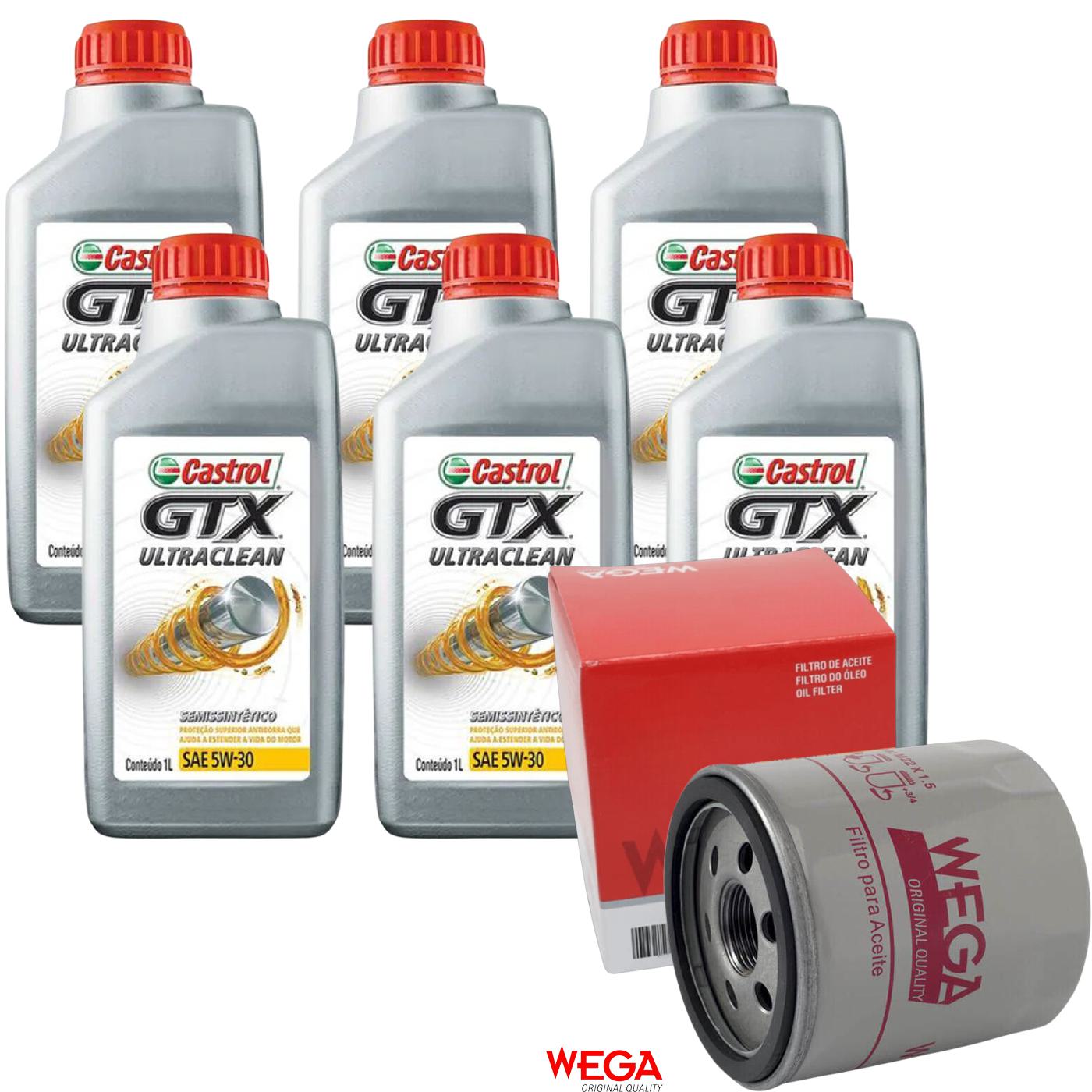 Kit Filtro e 6L Óleo Motor 5W30 GTX - Castrol / Wega - 3435995 / WO-133 - (1)