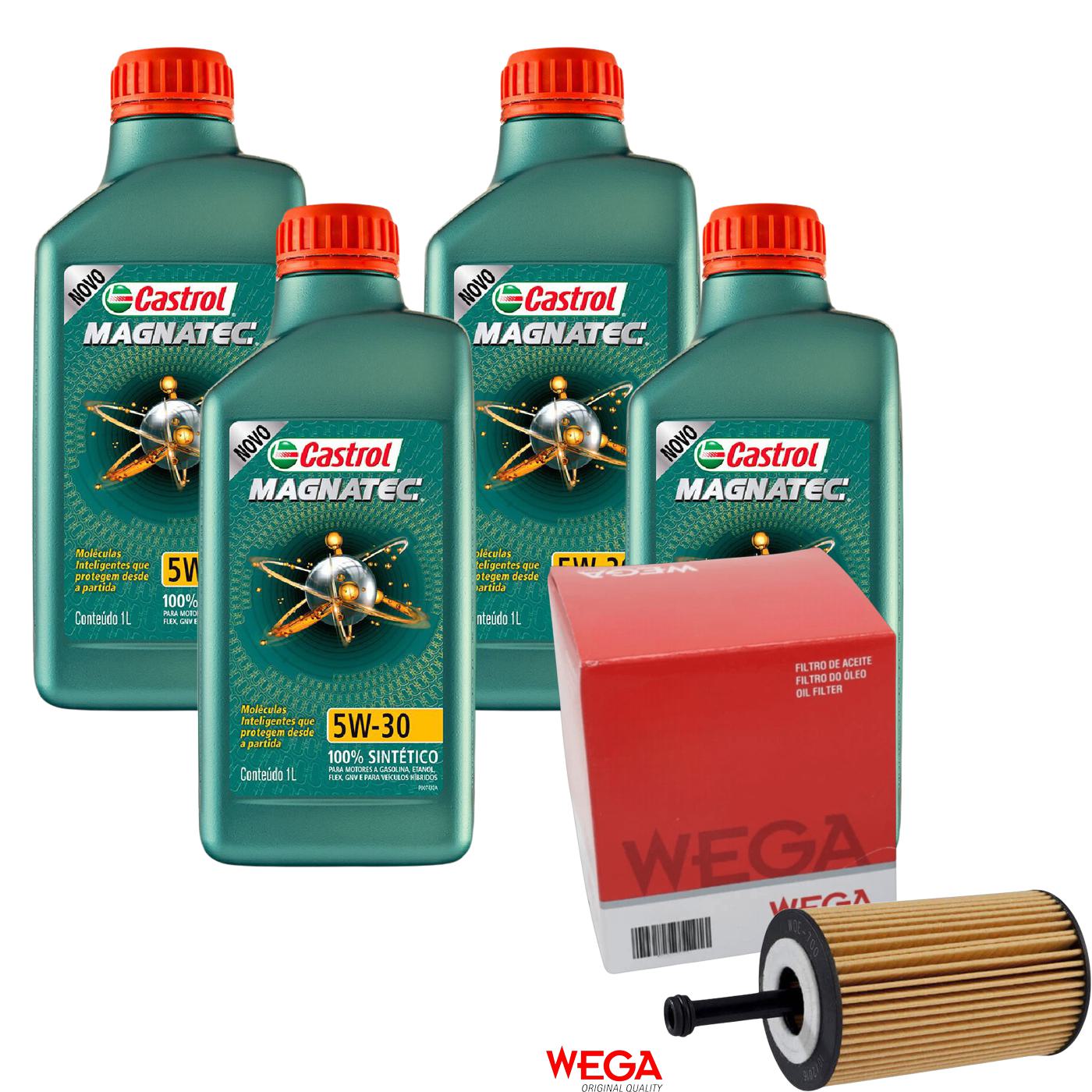 Kit Filtro e 4L Óleo Motor 5W30 Magnatec - Castrol / Wega - 3434565 / WOE-700 - (1)