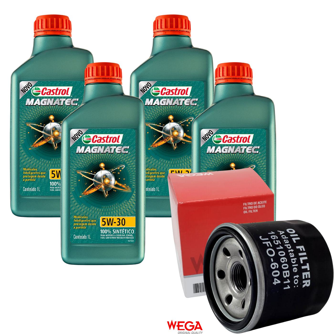 Kit Filtro e 4L Óleo Motor 5W30 Magnatec - Castrol / Wega - 3434565 / JFO-0604 - (1)