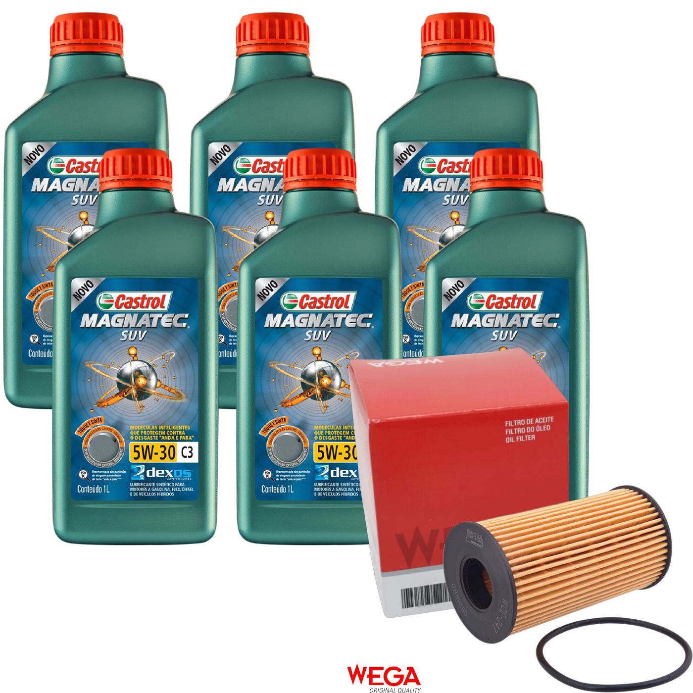 Kit Filtro e 6L Óleo Motor 5W30 Magnatec - Castrol / Wega - 3430831 / WOE-247 - (1)