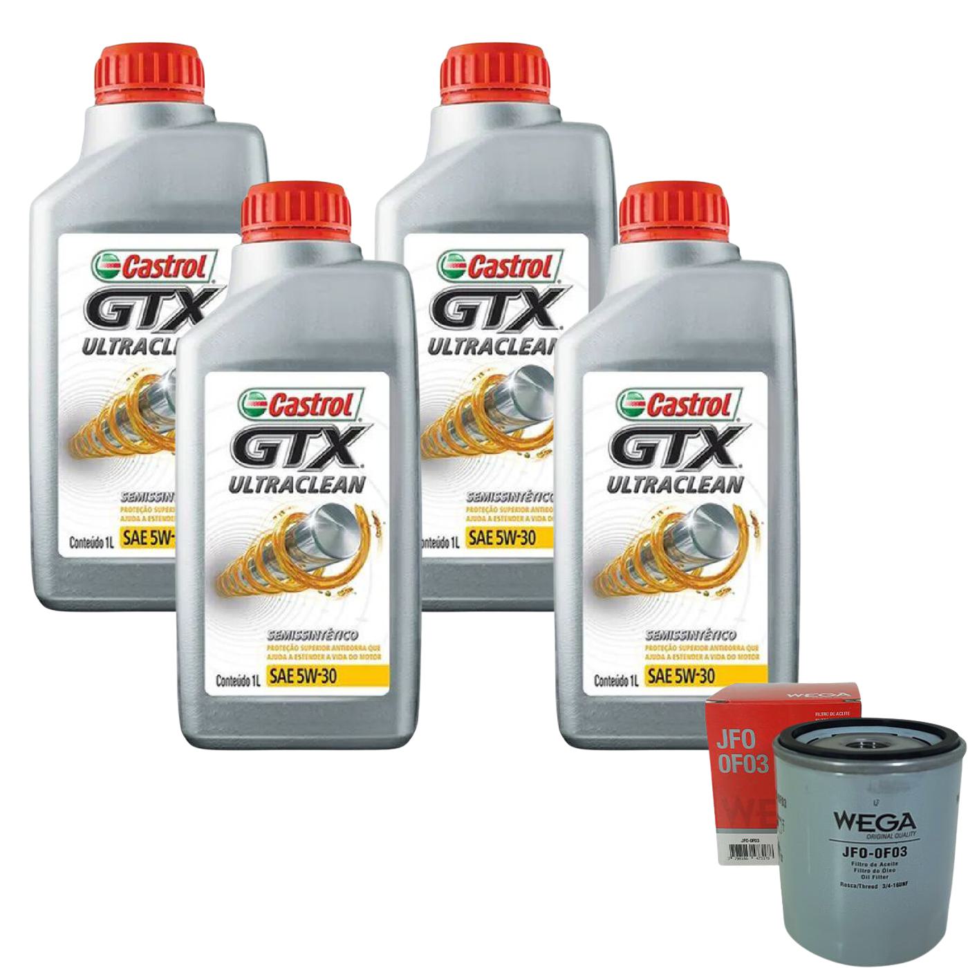Kit Filtro e 4L Óleo Motor 5W30 GTX - Castrol / Wega - 3435995 / JFO-0F03 - (1)