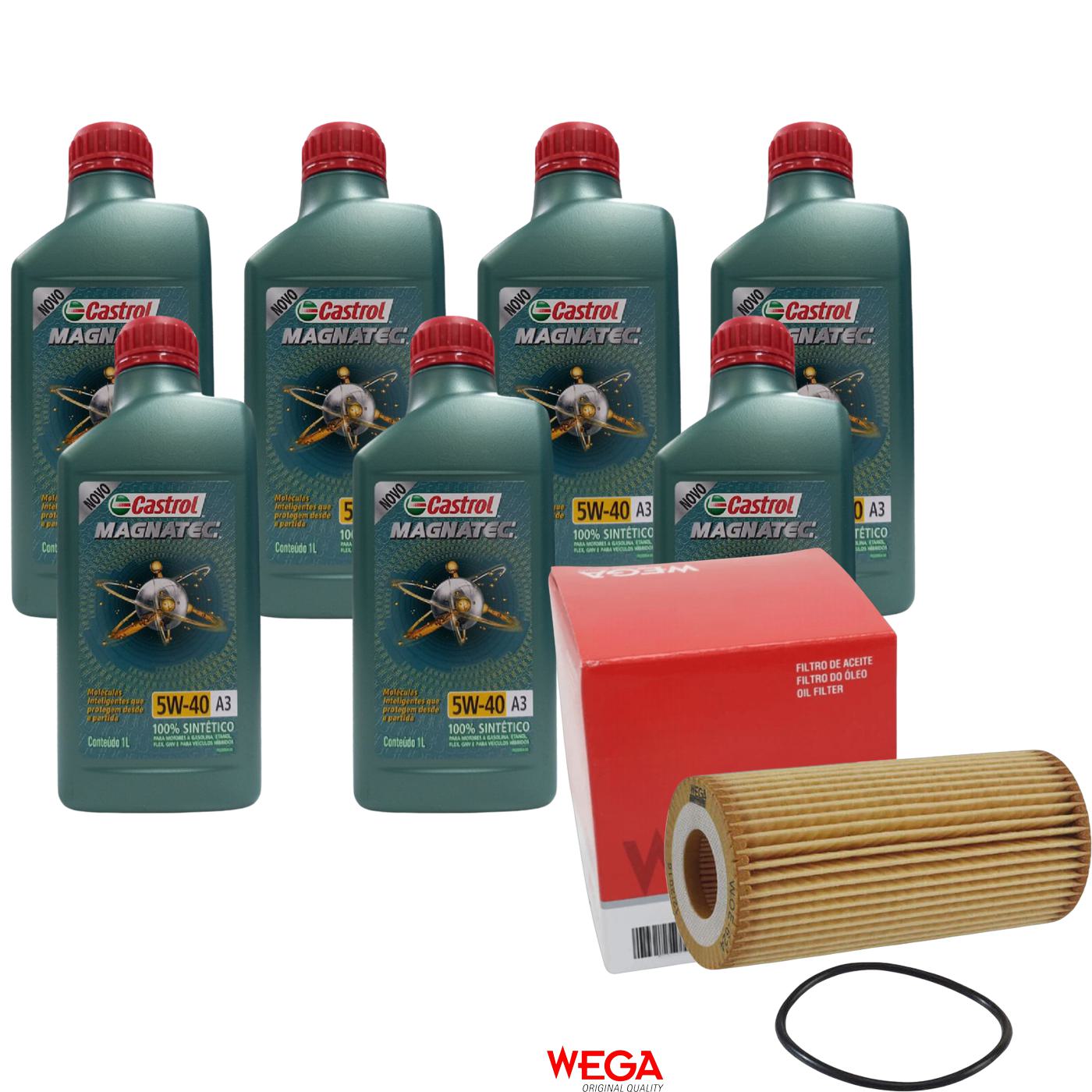 Kit Filtro e 7L Óleo Motor 5W40 Magnatec - Castrol / Wega - 3436621 / WOE-624 - (1)