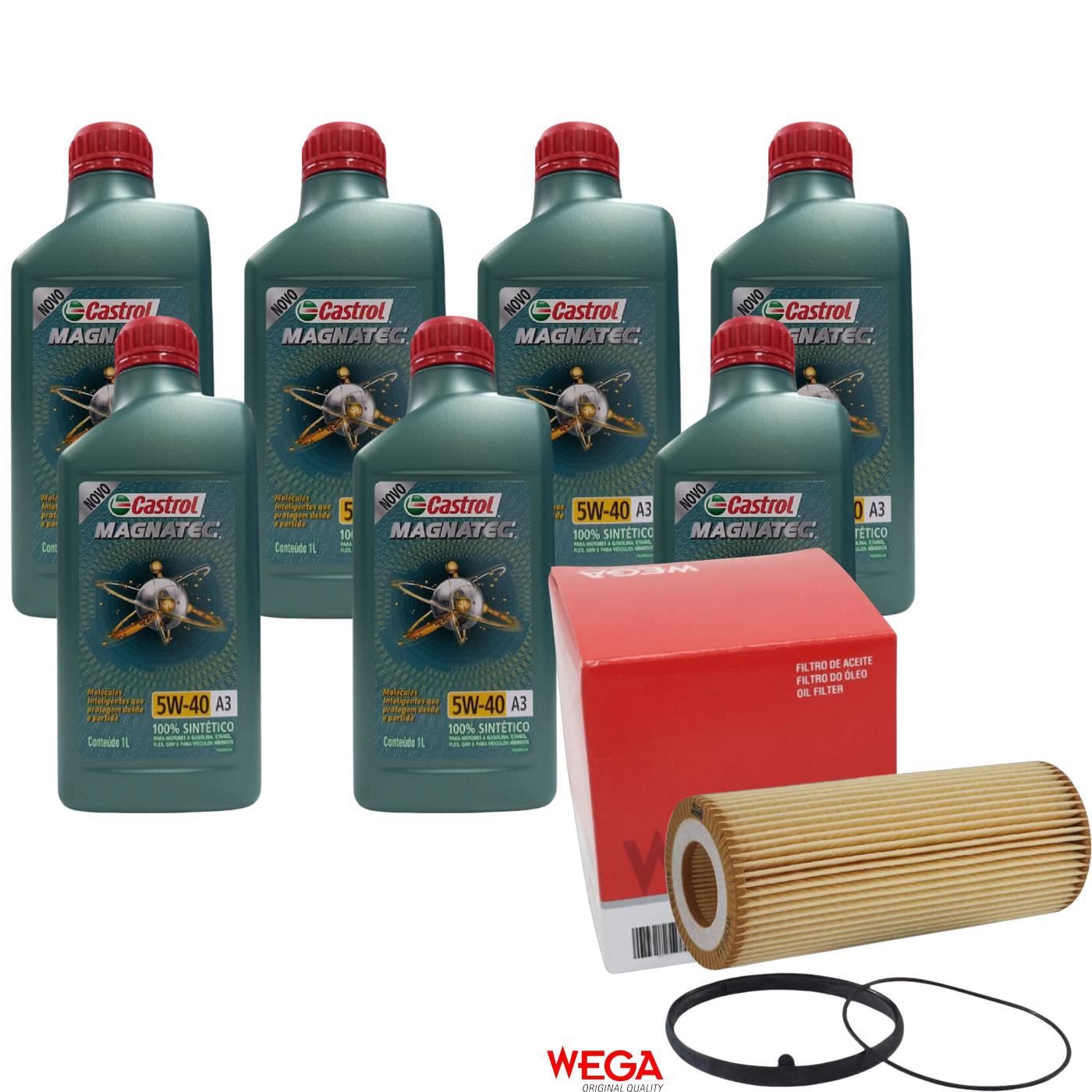 Kit Filtro e 7L Óleo Motor 5W40 Magnatec - Castrol / Wega - 3436621 / WOE-612 - (1)