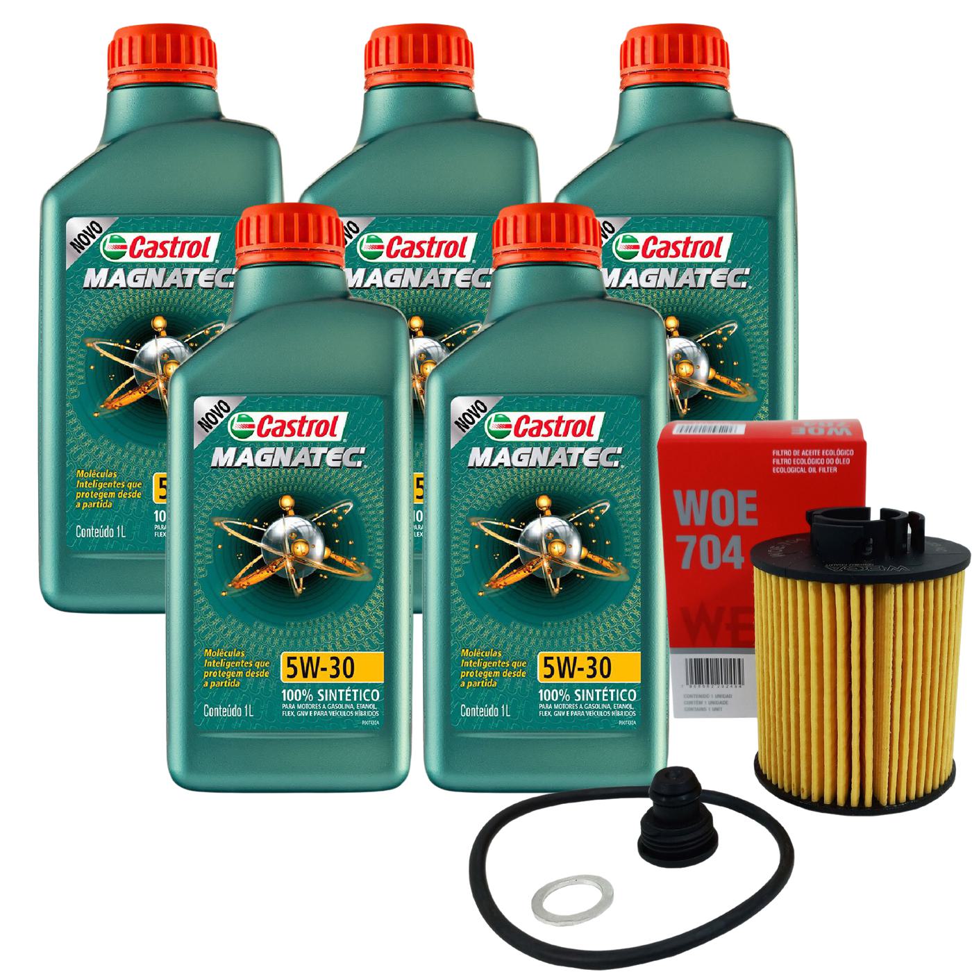 Kit Filtro e 5L Óleo Motor 5W30 Magnatec - Castrol / Wega - 3434565 / WOE704 - (1)