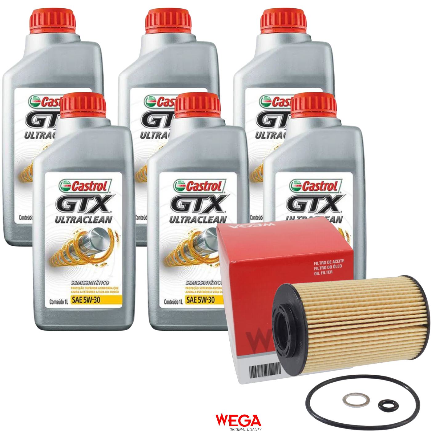 Kit Filtro e 6L Óleo Motor 5W30 GTX - Castrol / Wega - 3435995 / WOE-905 - (1)