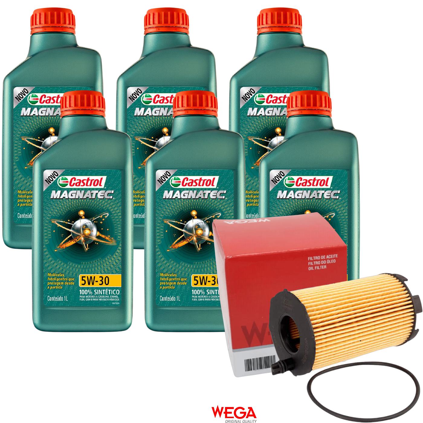 Kit Filtro e 6L Óleo Motor 5W30 Magnatec - Castrol / Wega - 3434565 / WOE-660 - (1)
