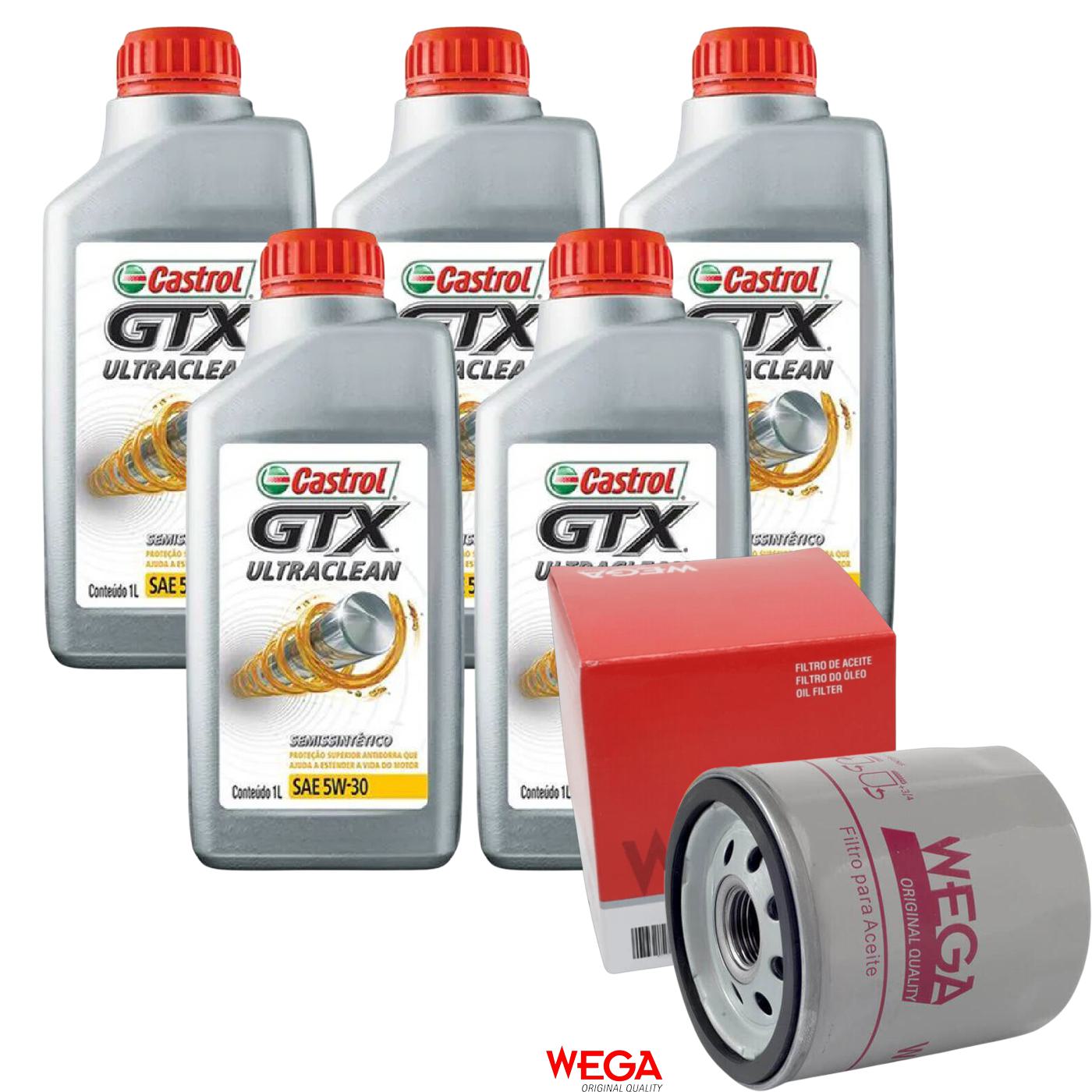 Kit Filtro e 5L Óleo Motor 5W30 GTX - Castrol / Wega - 3435995 / WO-153 - (1)